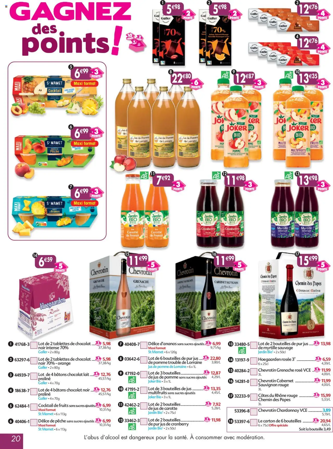  | Page: 20 | Produits: Pêche, Pomme, Lait, Chocolat