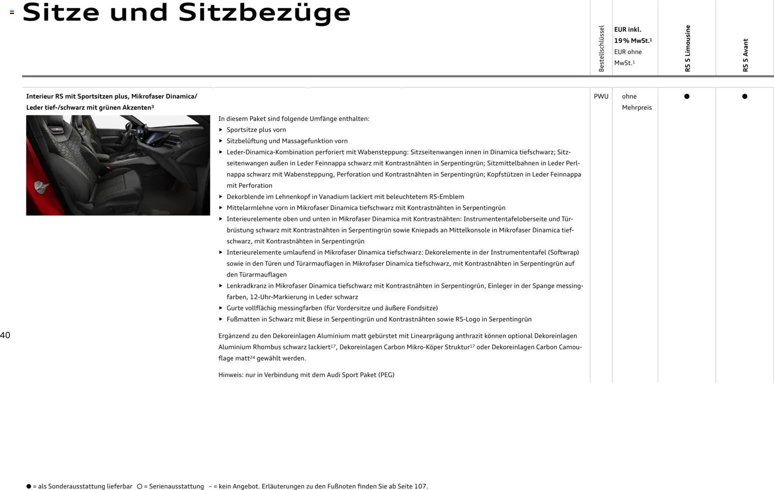 Audi RS 5 Limousine / RS 5 Avant – gültig ab 01.04.2026 | Seite: 40 | Produkte: Tür