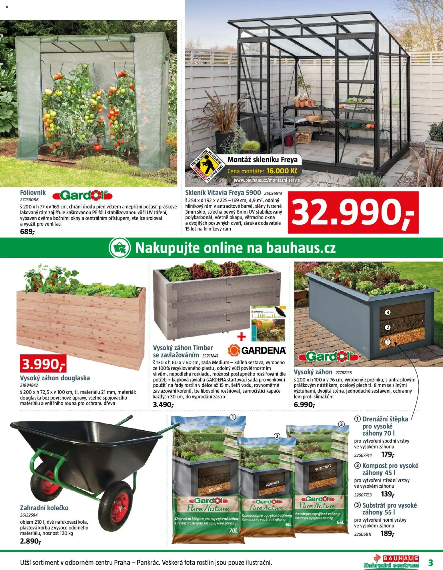 Bauhaus katalog Zahradní centrum od 20.03.2026 | Strana: 3 | Produkty: Skleník, Fóliovník, Substrát, Plech