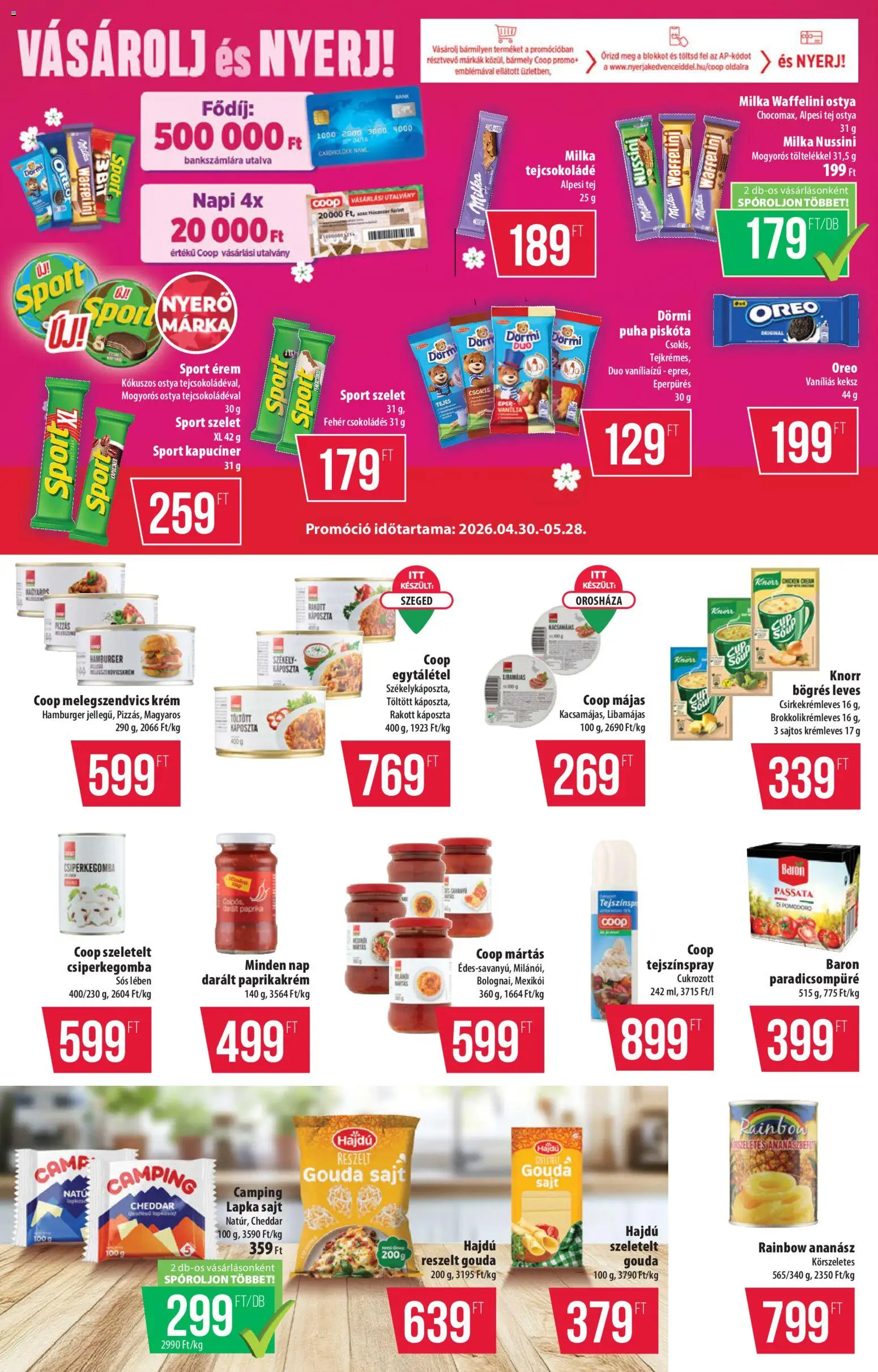 COOP akciós ujság - amely érvényes a következő dátumtól: 30.04.2026 | Oldal: 7 | Termékek: Káposzta, Paradicsompüré, Cheddar, Keksz