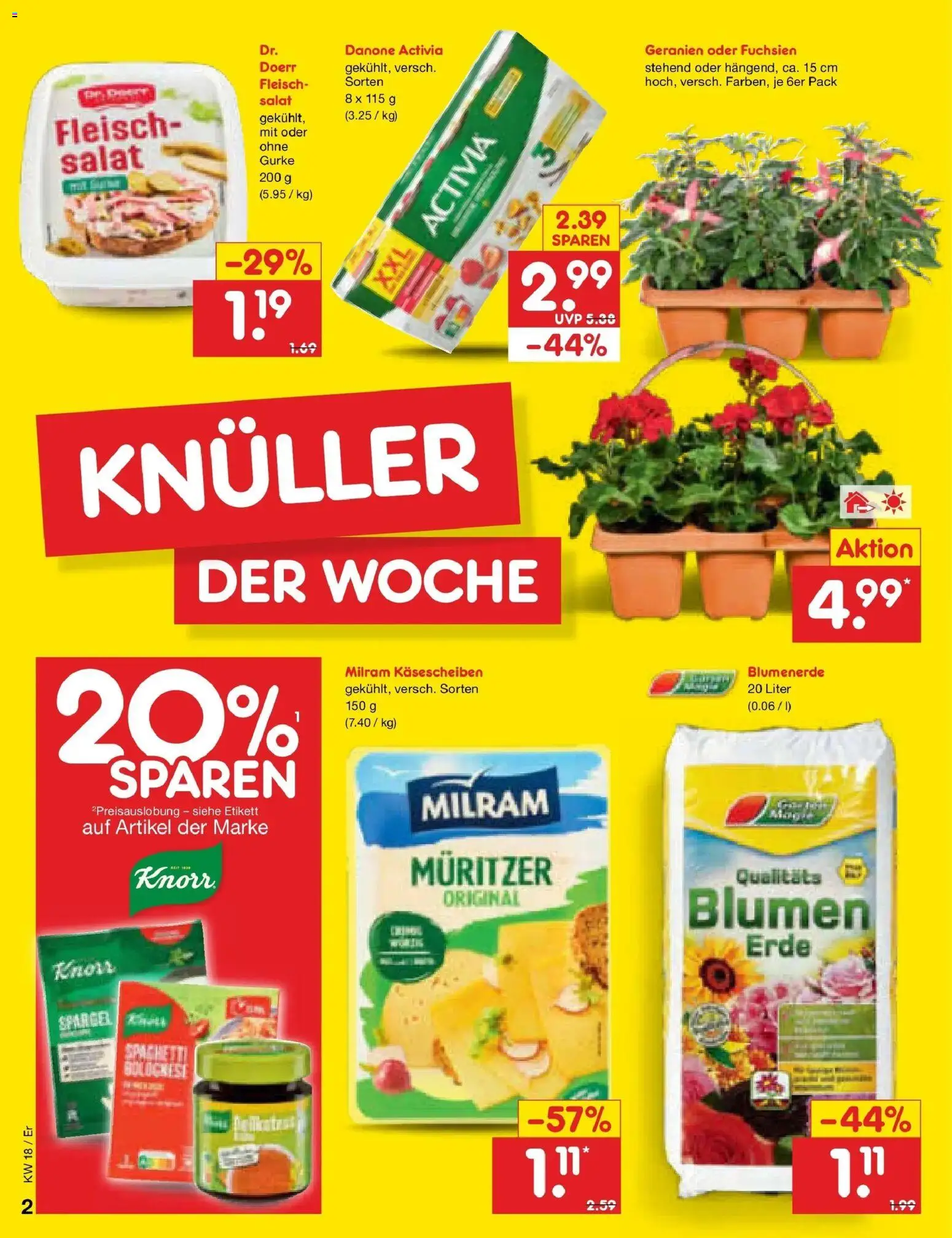 Netto Marken-Discount Prospekt Jena-Lobeda	 – gültig ab 27.04.2026 | Seite: 2 | Produkte: Blumen, Knorr, Spargel, Geranien