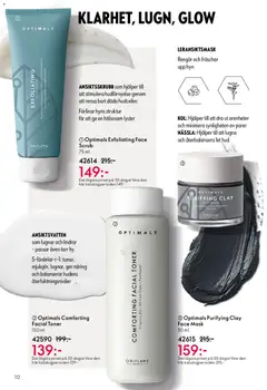Optimals Purifying Clay Face Mask, LERANSIKTSMASK. KOL: Hjälper till att dra ut orenheter och minimera synligheten av porer NÄSSLA: Hjälper till att lugna och återbalansera fet hud - Förhandsvisning av reklamblad från butik Oriflame aktuell från 19.11.2025 | Sida: 112