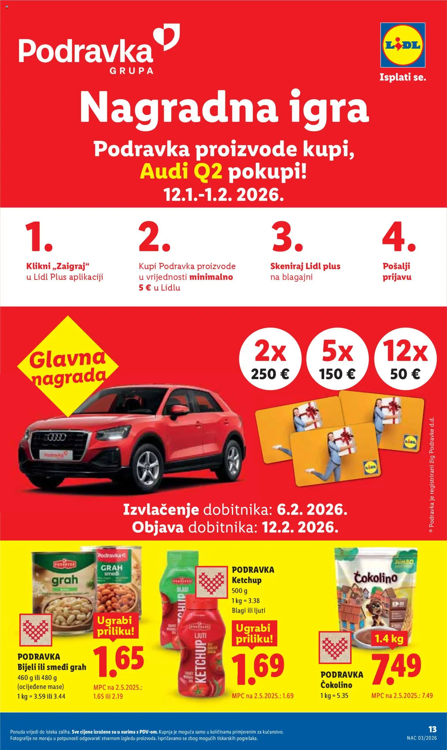 Lidl katalog | vrijedi od 12.01.2026 | Stranica: 13 | Proizvodi: Grah, Podravka, Igra, Čokolino