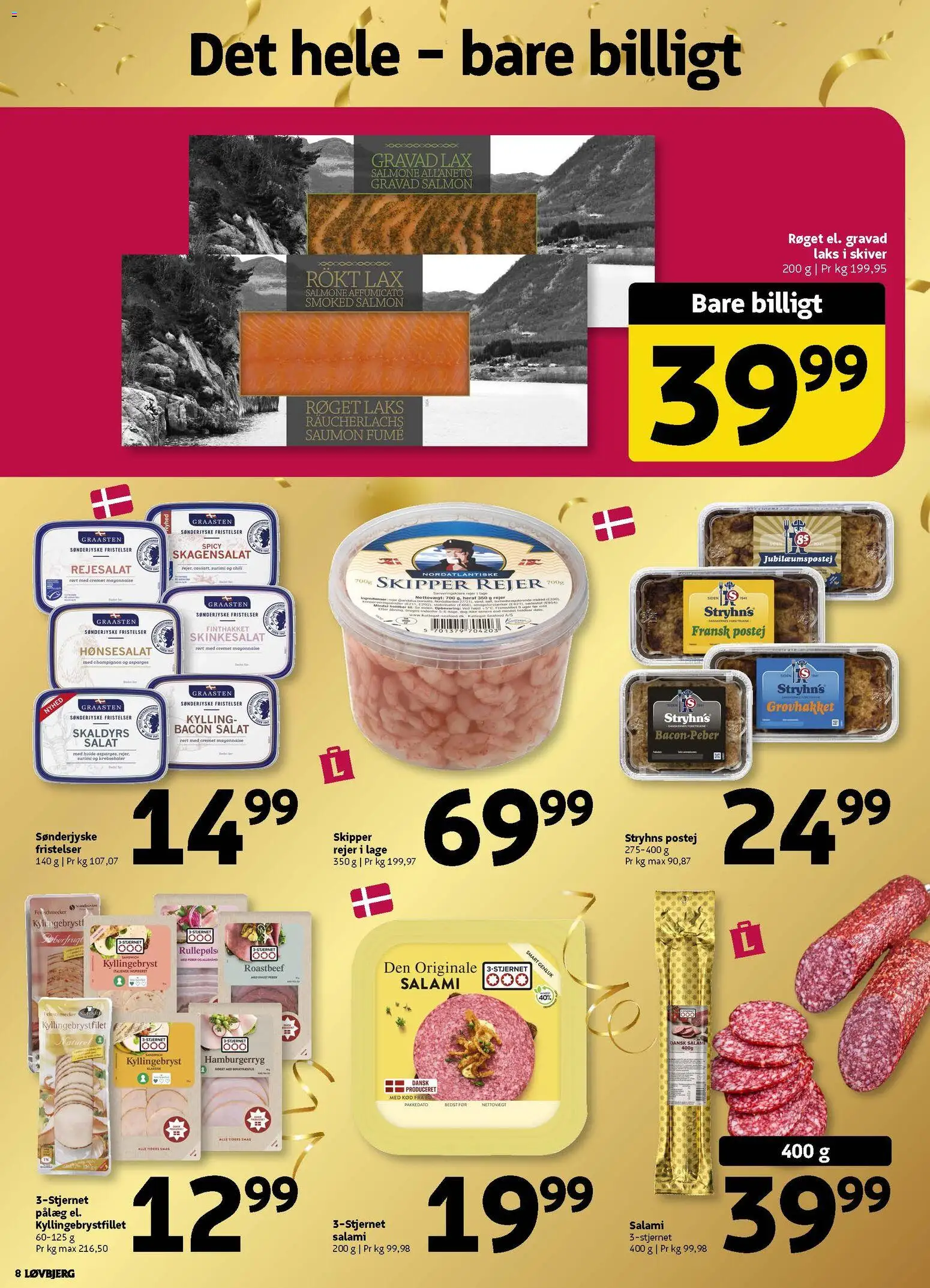 Løvbjerg tilbudsavis – gyldig fra 17.04.2026 | Side: 8 | Produkter: Pålæg, Rullepølse, Hamburgerryg, Skinkesalat