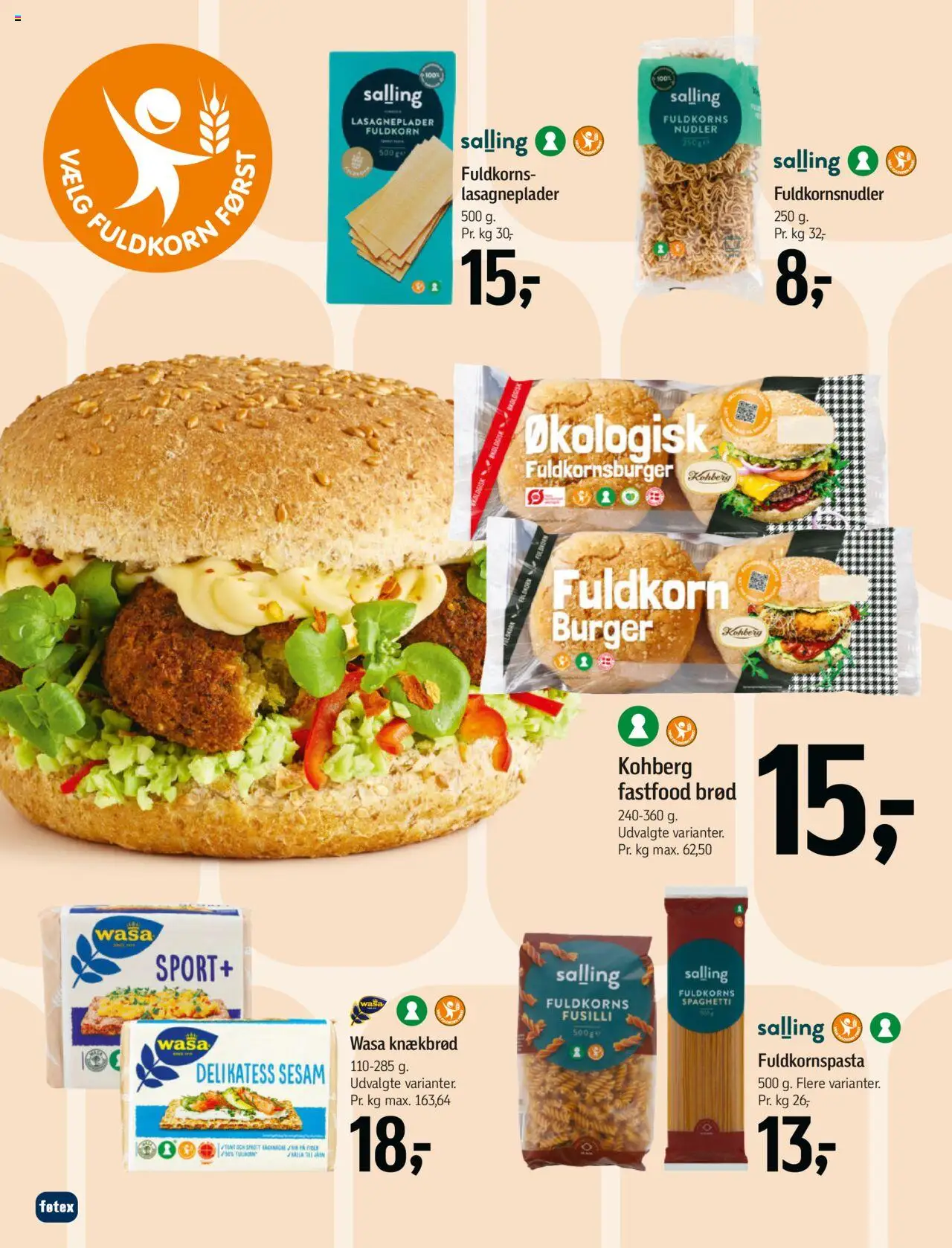 Føtex Tilbudsavis gyldig fra 29.08.2025 | Side: 18 | Produkter: Brød, Nudler, Lasagneplader, Knækbrød