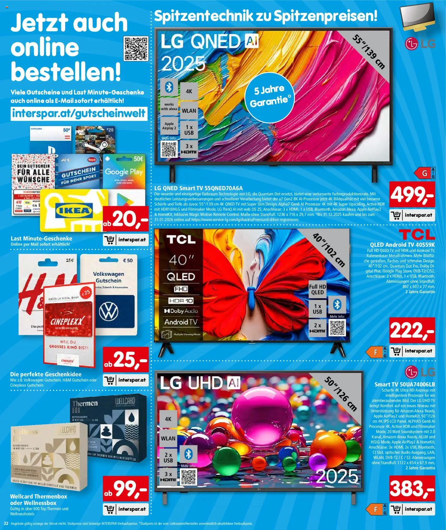 Interspar Flugblatt - Oberösterreich gültig ab 18.12.2025 | Seite: 22 | Produkte: TV, Audio, Apple