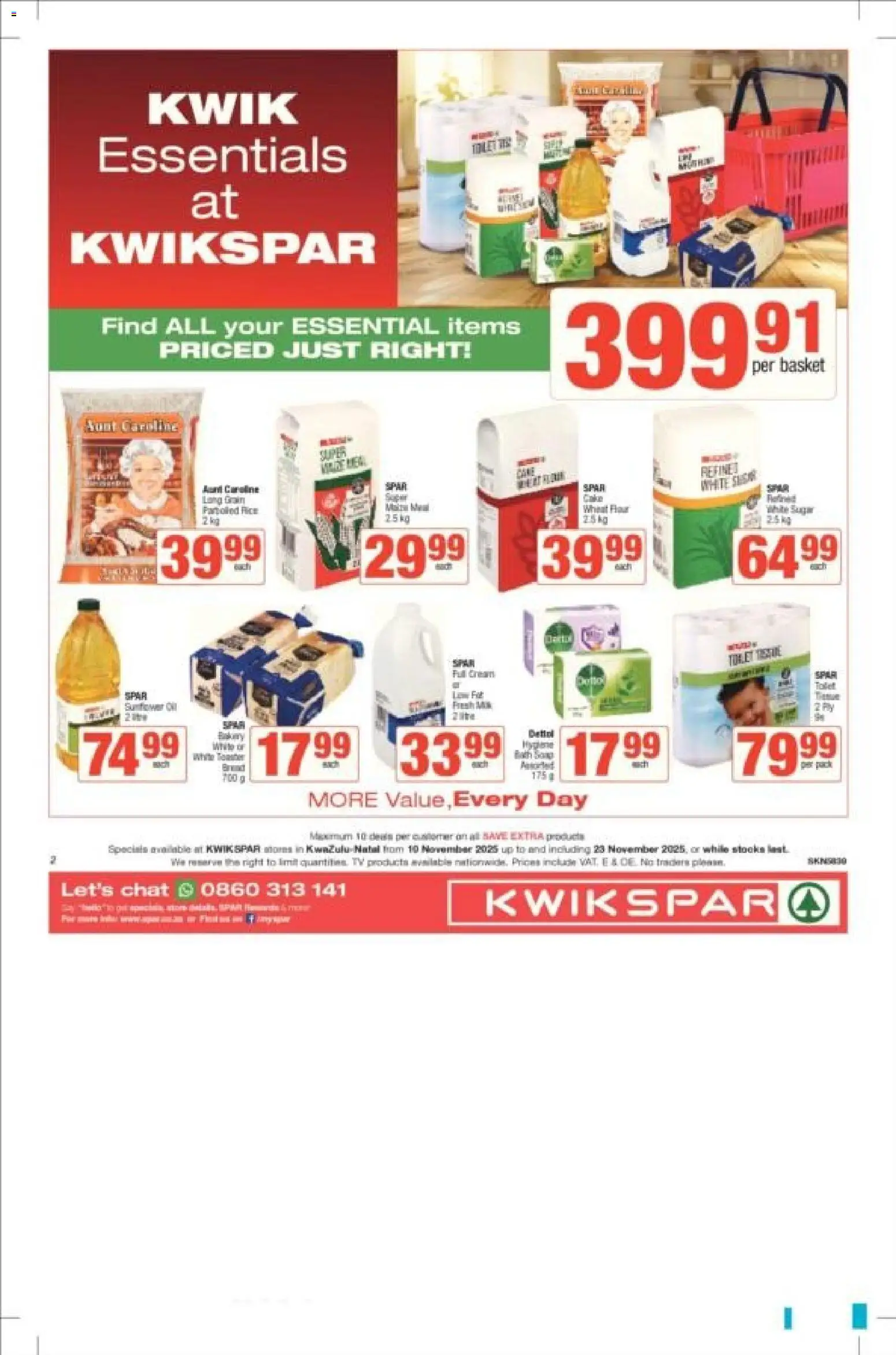 New KWIKSPAR catalogue – valid from 10.11.2025 | Page: 2 | Products: Cake, Basket, Rice
