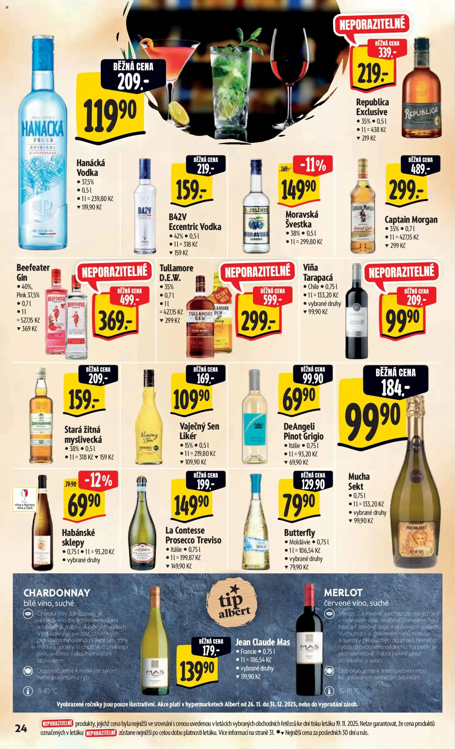 Albert leták - Hypermarket od 26.11.2025 | Strana: 34 | Produkty: Tarapaca, Víno, Vodka, Tullamore Dew