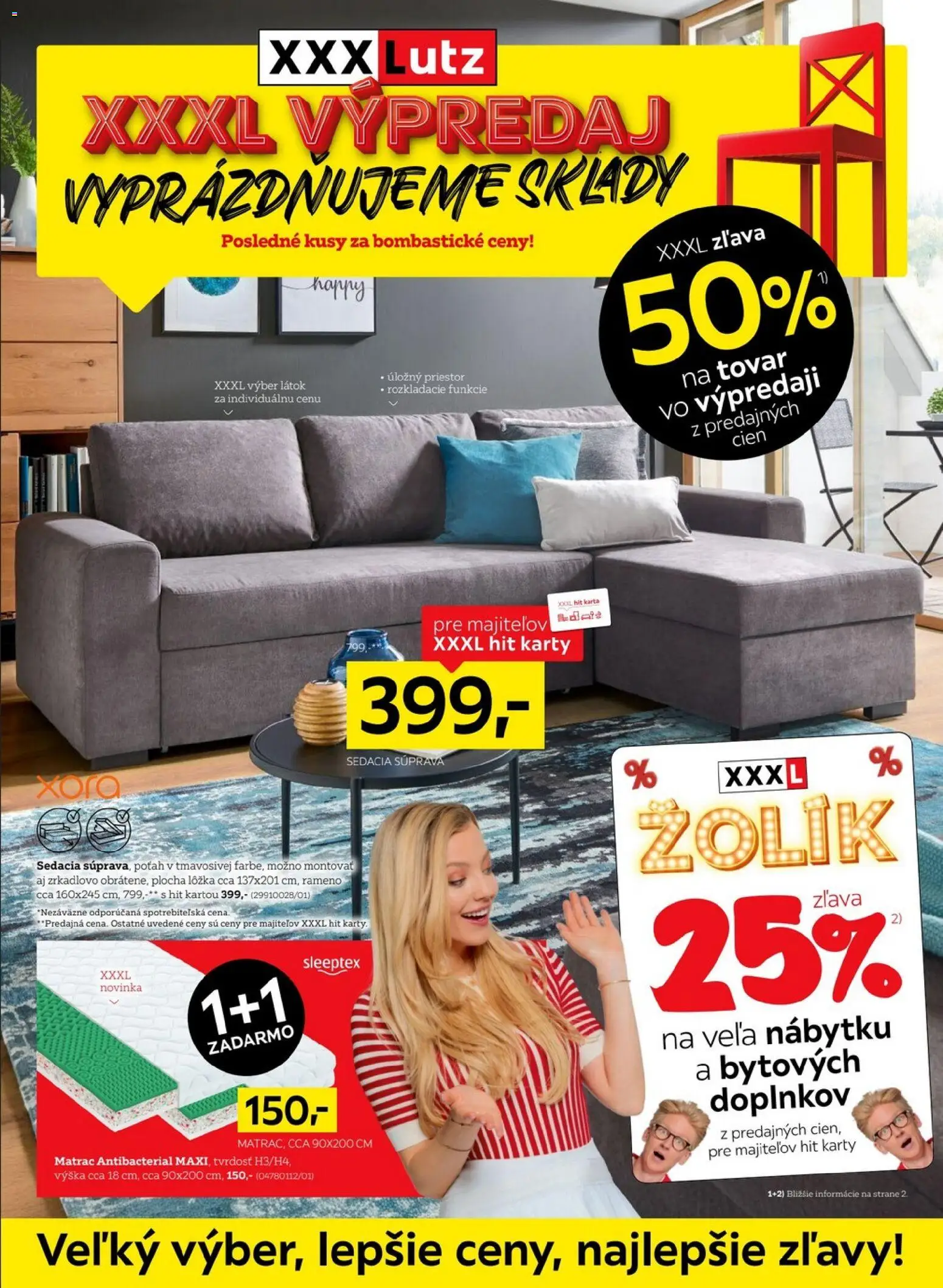 Nové XXXLutz akcie – leták je platný od 27.12.2025 | Strana: 1 | Produkty: Matrac, Sedacia súprava