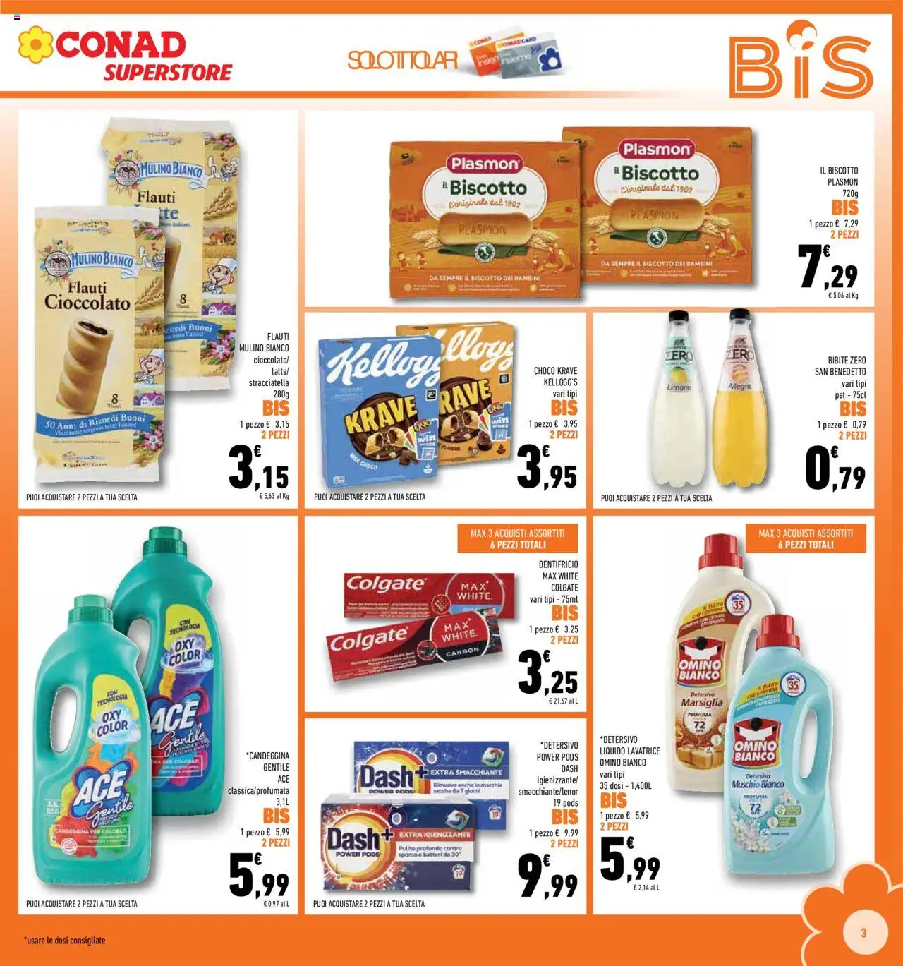 Volantino Conad del 08.10.2025 | Pagina: 3 | Prodotti: Candeggina, Latte, Bibite, Stracciatella