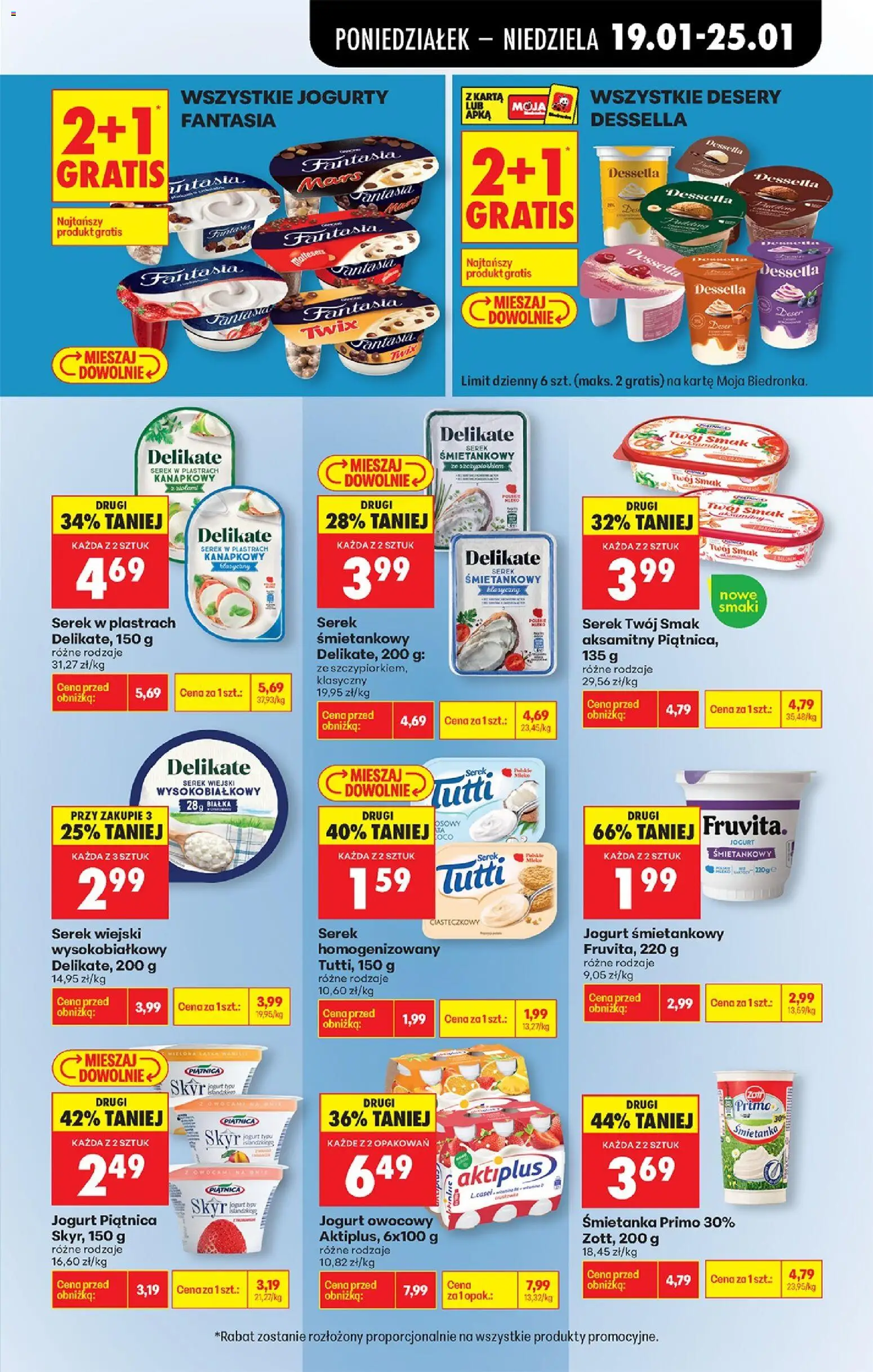 Biedronka gazetka od 19.01.2026 | Strona: 49 | Produkty: Serek Twój Smak, Jogurt śmietankowy, Cream cheese, Jogurt