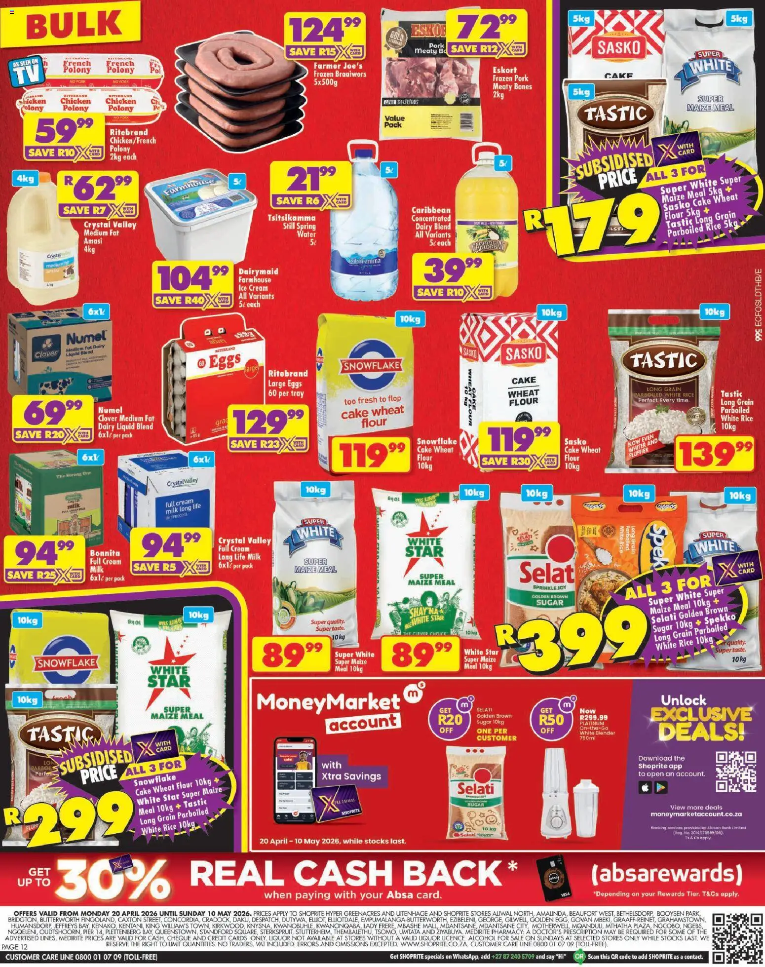 New Shoprite catalogue – valid from 20.04.2026 | Page: 12 | Products: Tray, Rice, Water, Sugar