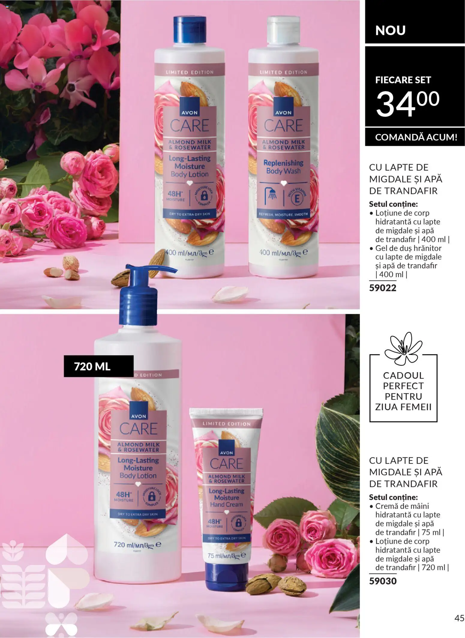 Noul catalog Avon – valabil de la 01.02.2026 | Pagină: 45 | Produse: Trandafir, Cremă, Cremă de mâini, Gel de duș