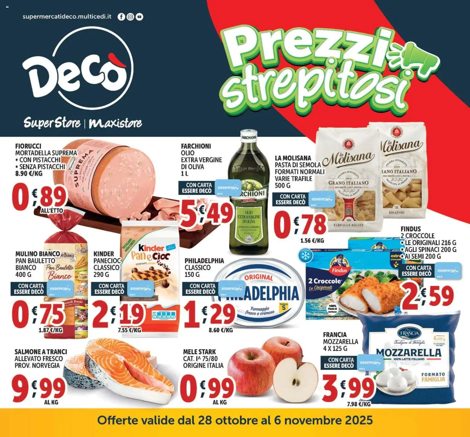 Volantino Decò del 28.10.2025 | Pagina: 1 | Prodotti: Mele, Olio, Spinaci, Pistacchi