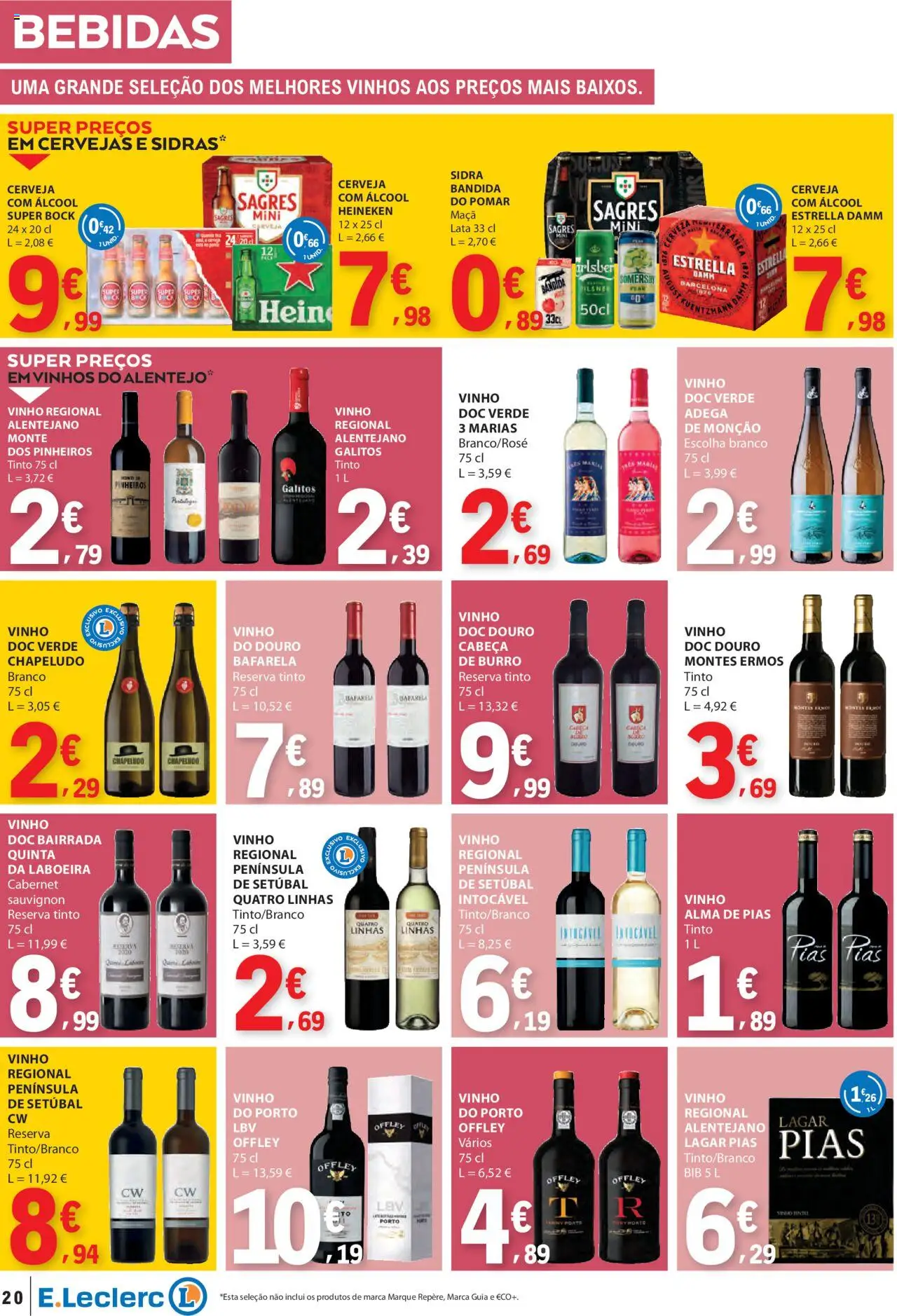 E.Leclerc folheto │ válido de 16.10.2025 | Página: 20 | Produtos: Super bock, Maça, Vinho, Cerveja