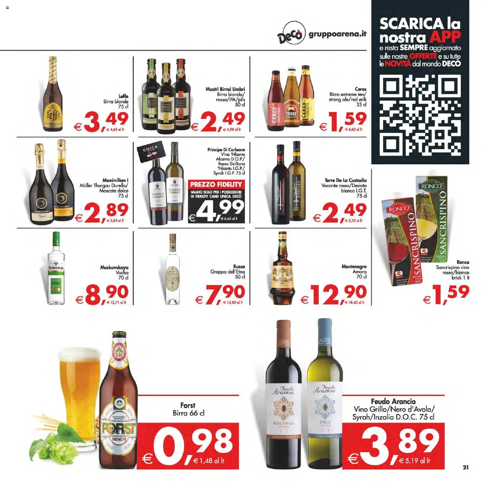 Volantino Decò del 24.10.2025 | Pagina: 24 | Prodotti: Birra, Vino, Ceres, Grappa