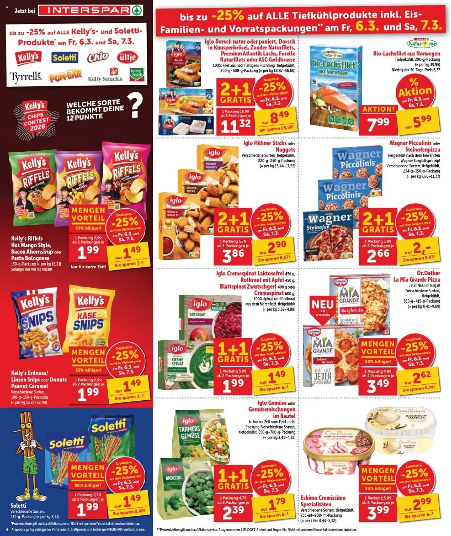 Interspar Flugblatt - Burgenland Nord gültig ab 05.03.2026 | Seite: 4 | Produkte: Pasta, Chips, Gemüse, Pizza