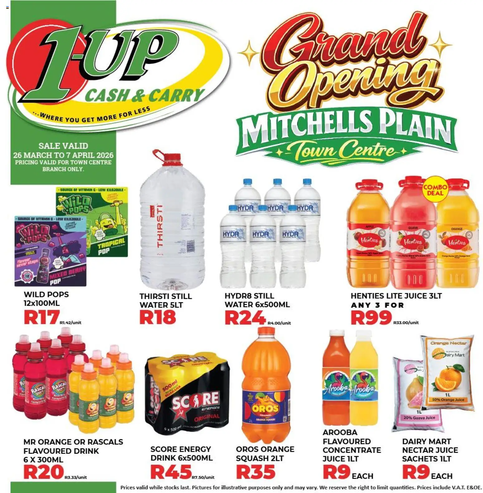 New 1UP Cash & Carry catalogue – valid from 26.03.2026 | Page: 13 | Products: Squash, Juice, Water