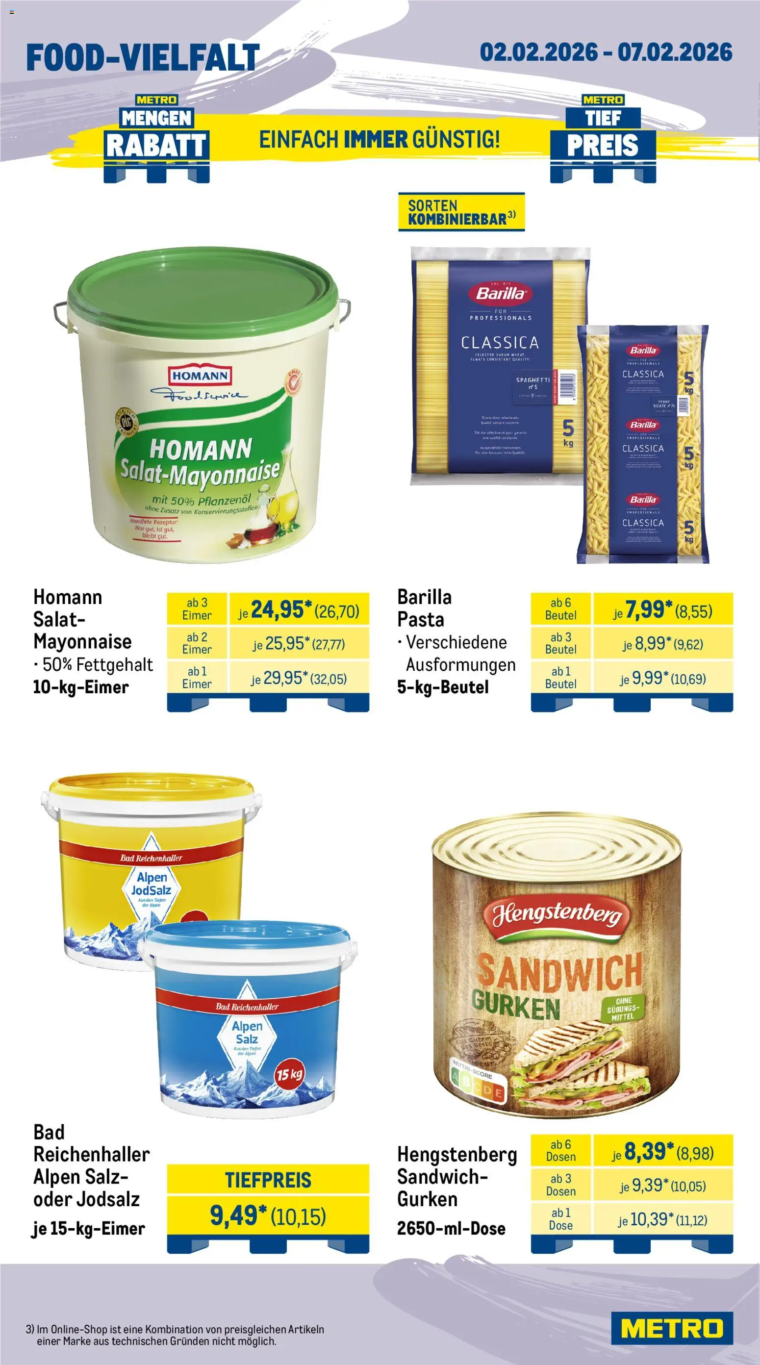 Metro Wochen-Angebote Gastro – gültig ab 02.02.2026 | Seite: 12 | Produkte: Barilla, Bad, Salz, Gurken