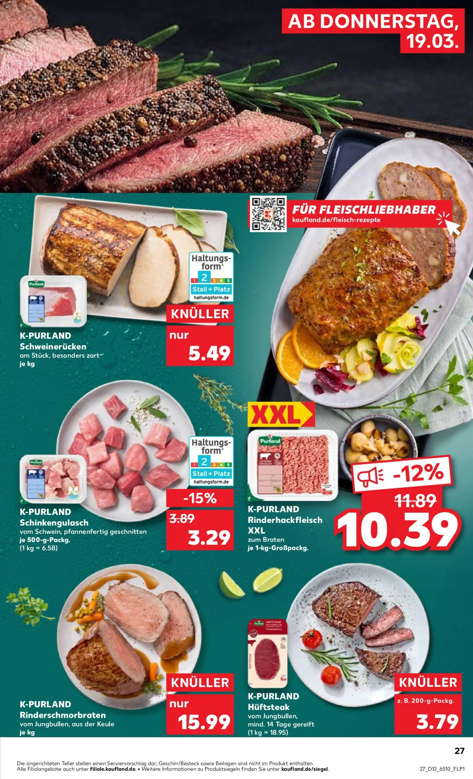 Kaufland Prospekt Köln	 – gültig ab 19.03.2026 | Seite: 27 | Produkte: Schweinerucken, Steak