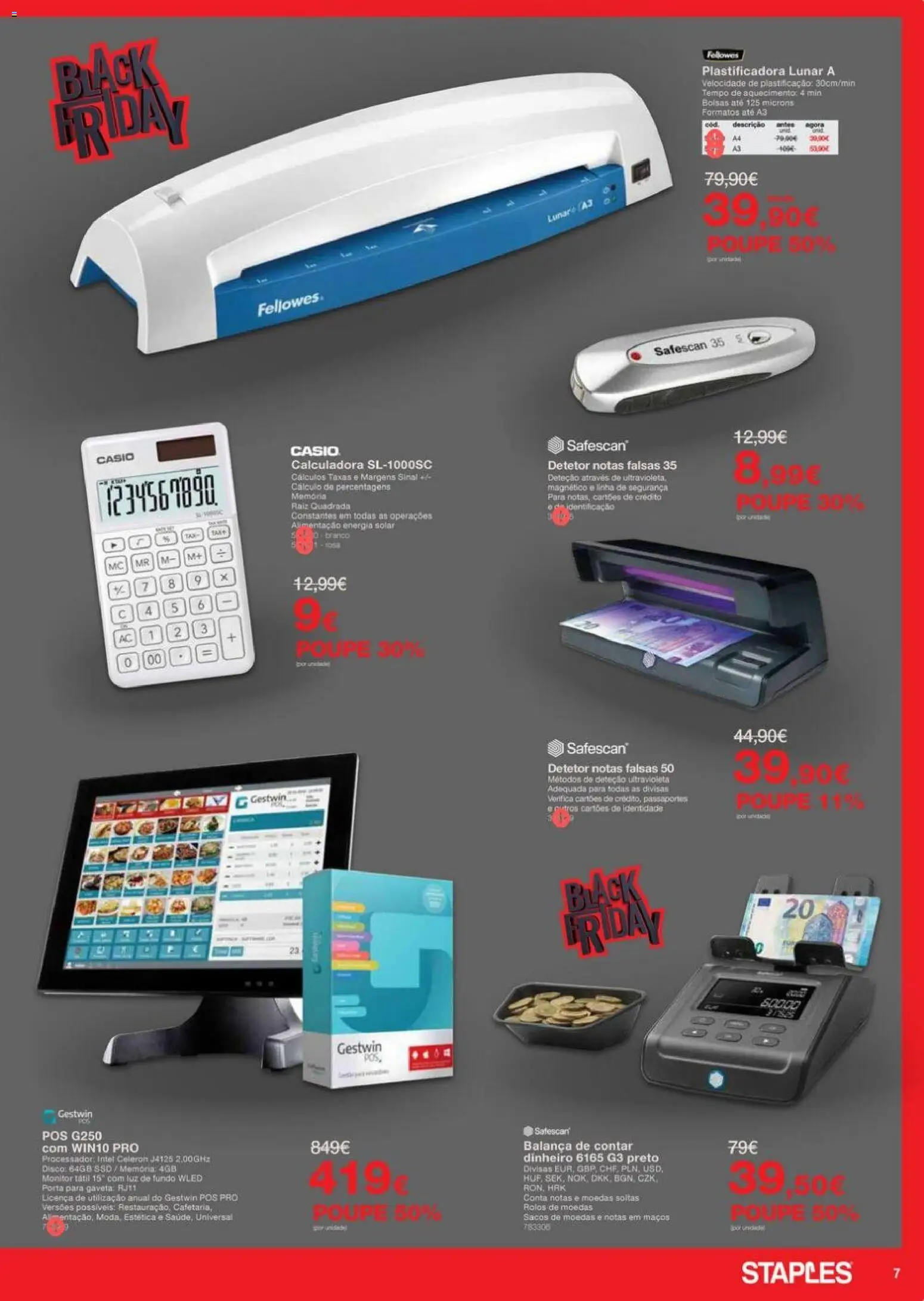 Staples - Black Friday  │ válido de 21.11.2025 | Página: 7 | Produtos: Monitor, Calculadora, Plastificadora