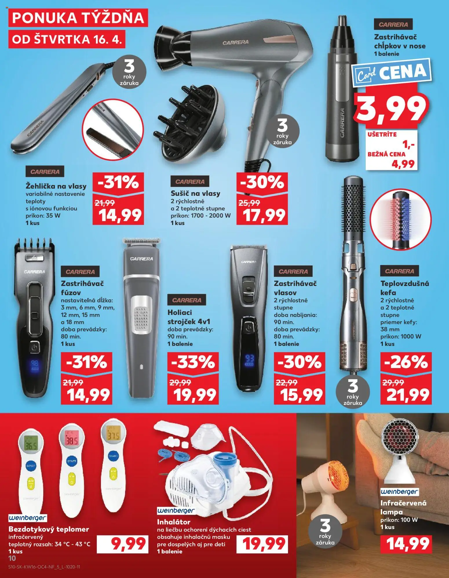 Kaufland SK akciós ujság - amely érvényes a következő dátumtól: 16.04.2026 | Oldal: 10 | Termékek: Lámpa, Inhalátor