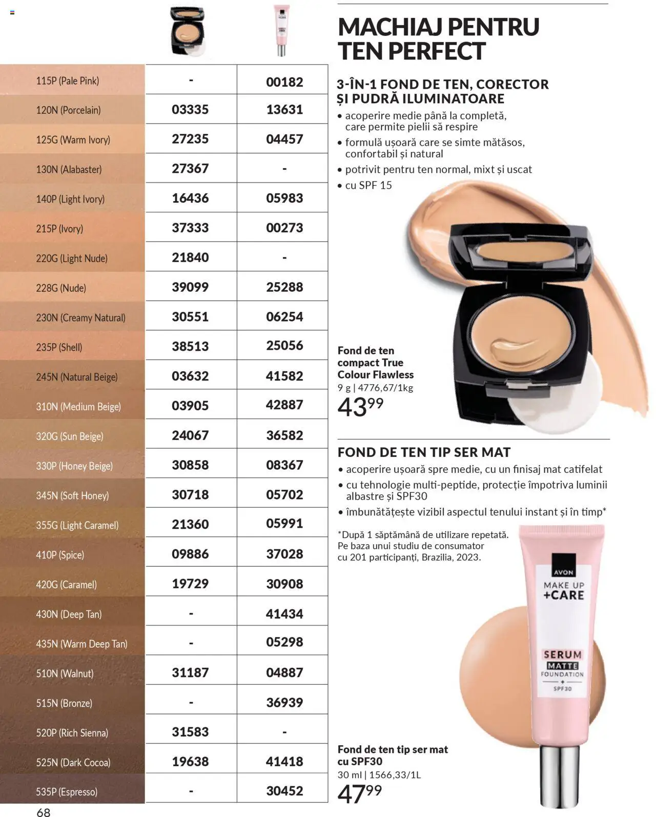 Noul catalog Avon – valabil de la 01.10.2025 | Pagină: 70 | Produse: Fond de ten, Serum, Machiaj, Pudră