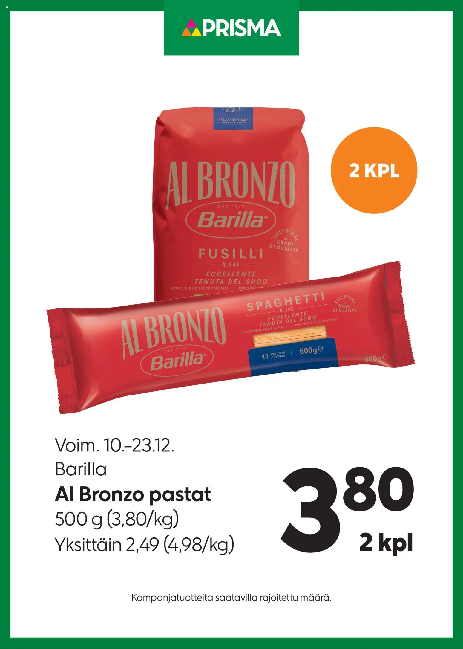 Prisma tarjoukset Barilla pastat – voimassa 10.12.2025 alkaen | Sivu: 1 | Tuotteet: Pasta