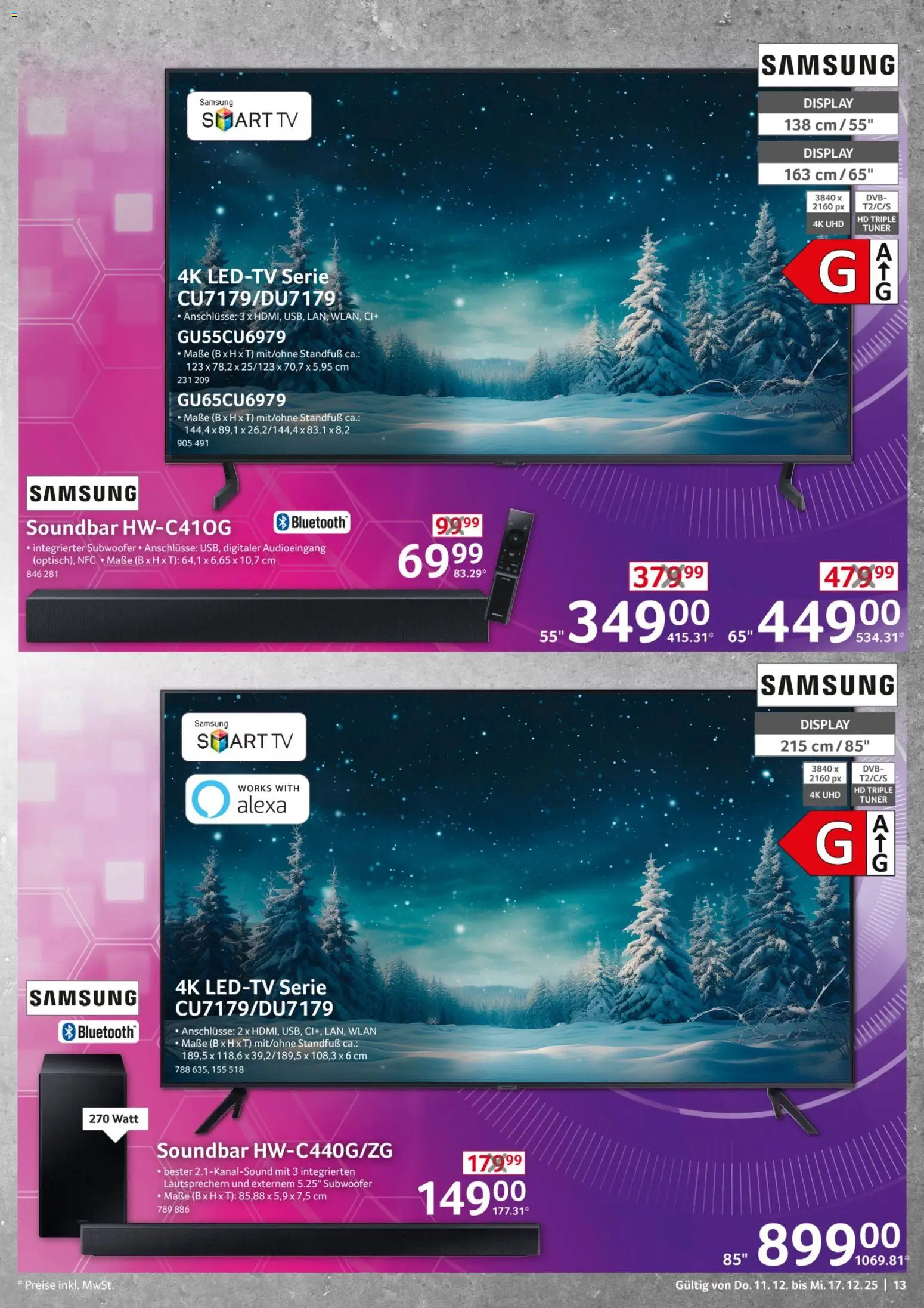 Selgros  Non Food – gültig ab 11.12.2025 | Seite: 13 | Produkte: Samsung, Smart TV, Soundbar, TV