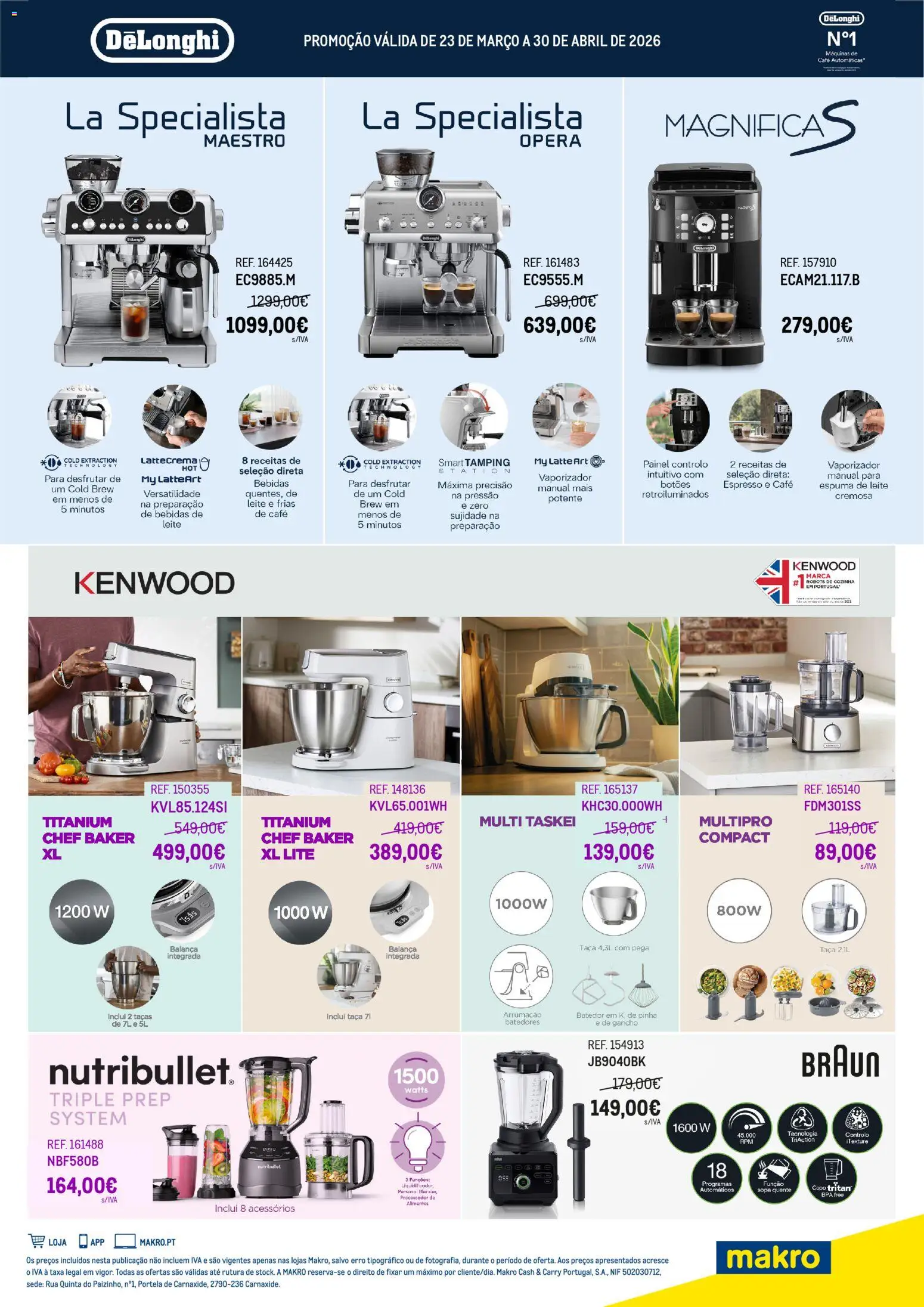 Makro Monofolha Delonghi │ válido de 23.03.2026 | Página: 1 | Produtos: Taças, Sopa, Leite, Gancho