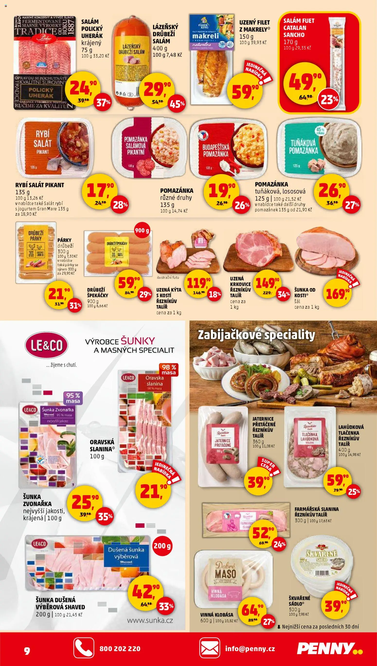 Penny Market leták - Čtvrtečník od 30.10.2025 | Strana: 9 | Produkty: Salát, Klobása, Filet, Kýta