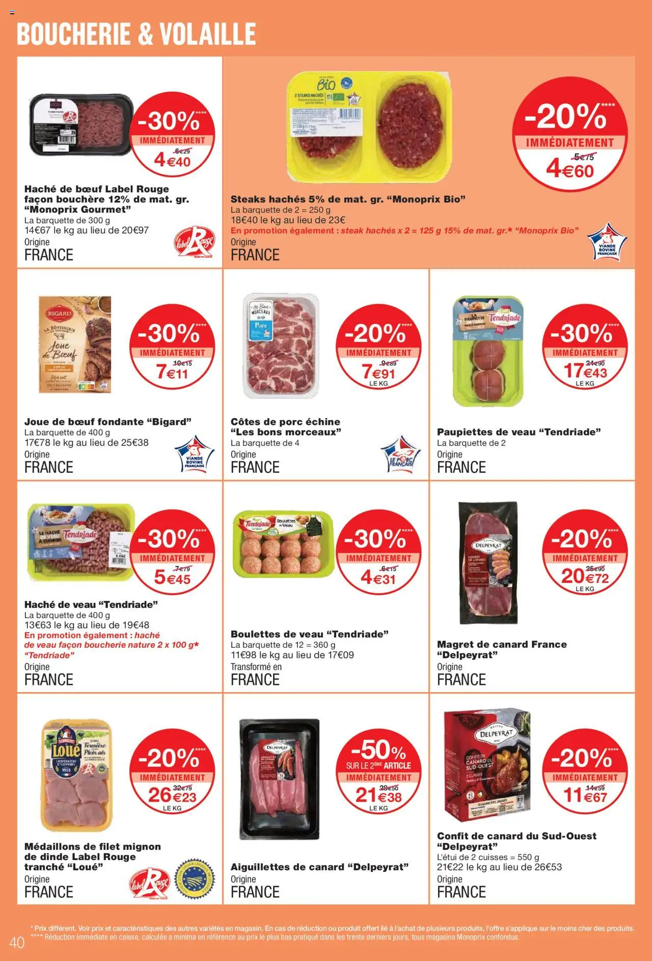 {H1} | Page: 40 | Produits: Magret de canard, Viande, Porc, Viande bovine