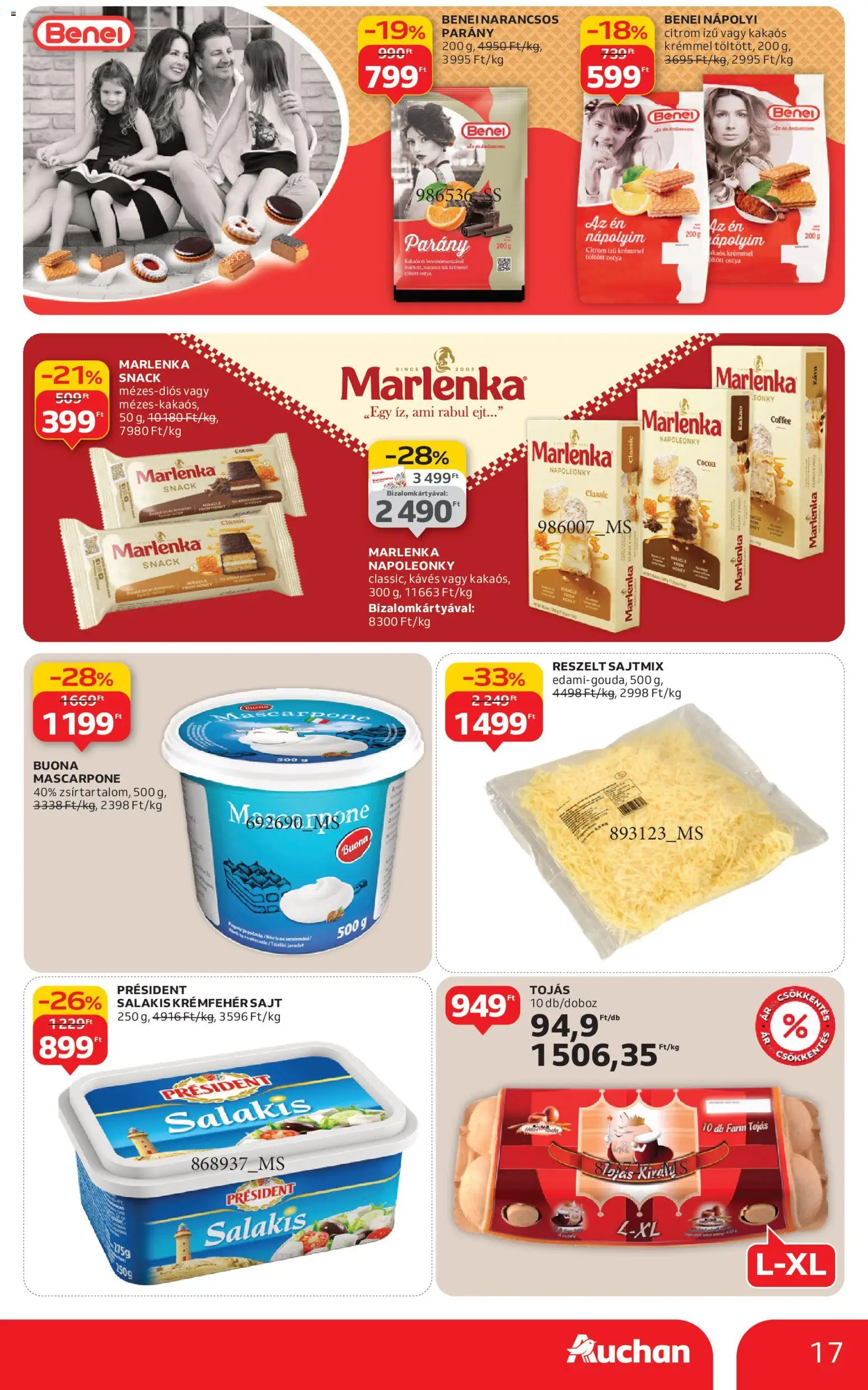 Auchan akciós ujság - amely érvényes a következő dátumtól: 18.12.2025 | Oldal: 17 | Termékek: Sajt, Mascarpone, Tojás, Citrom