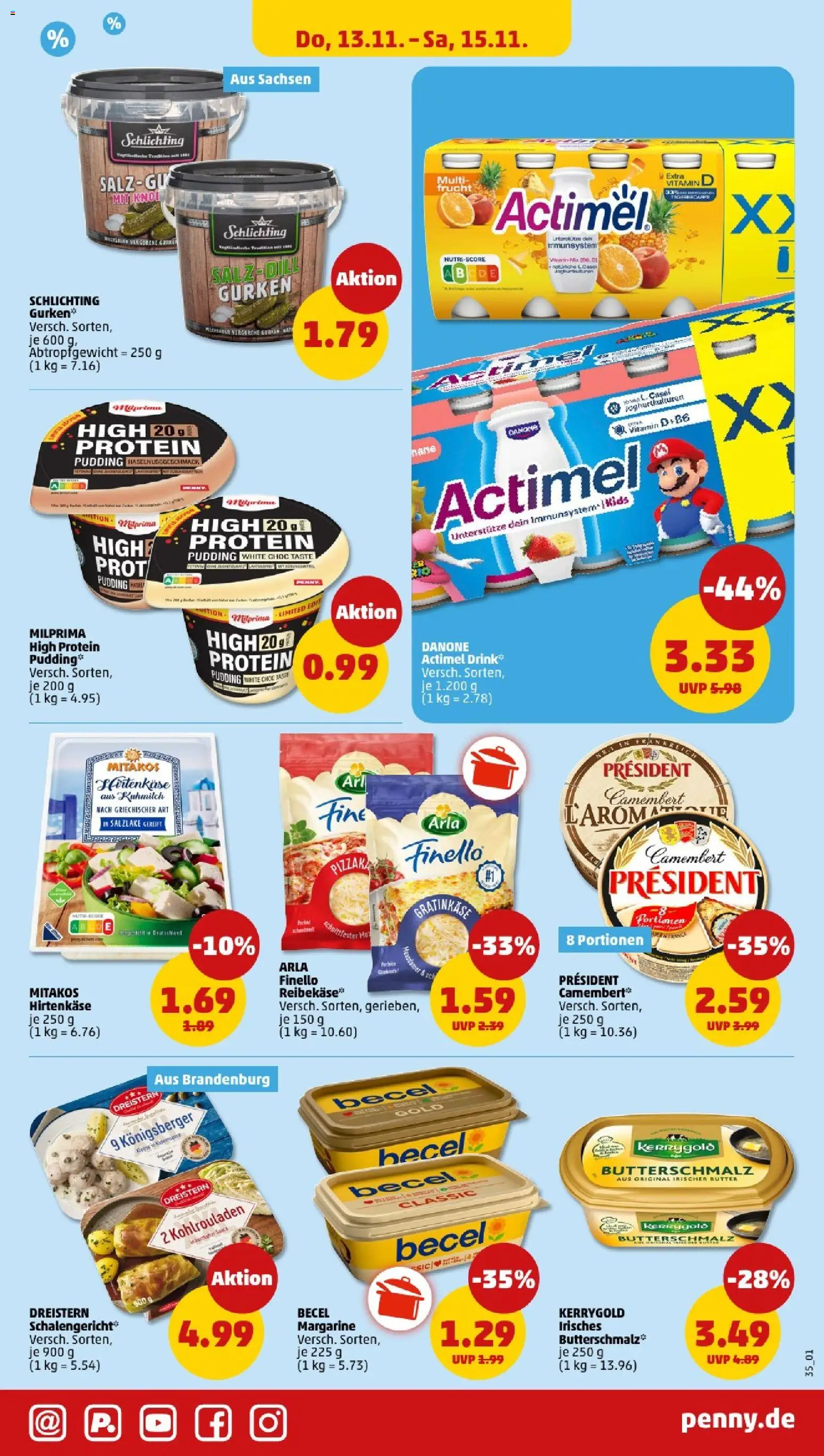 Penny - Berlin – gültig ab 10.11.2025 | Seite: 35 | Produkte: Actimel, Butter, Becel, Reibekase