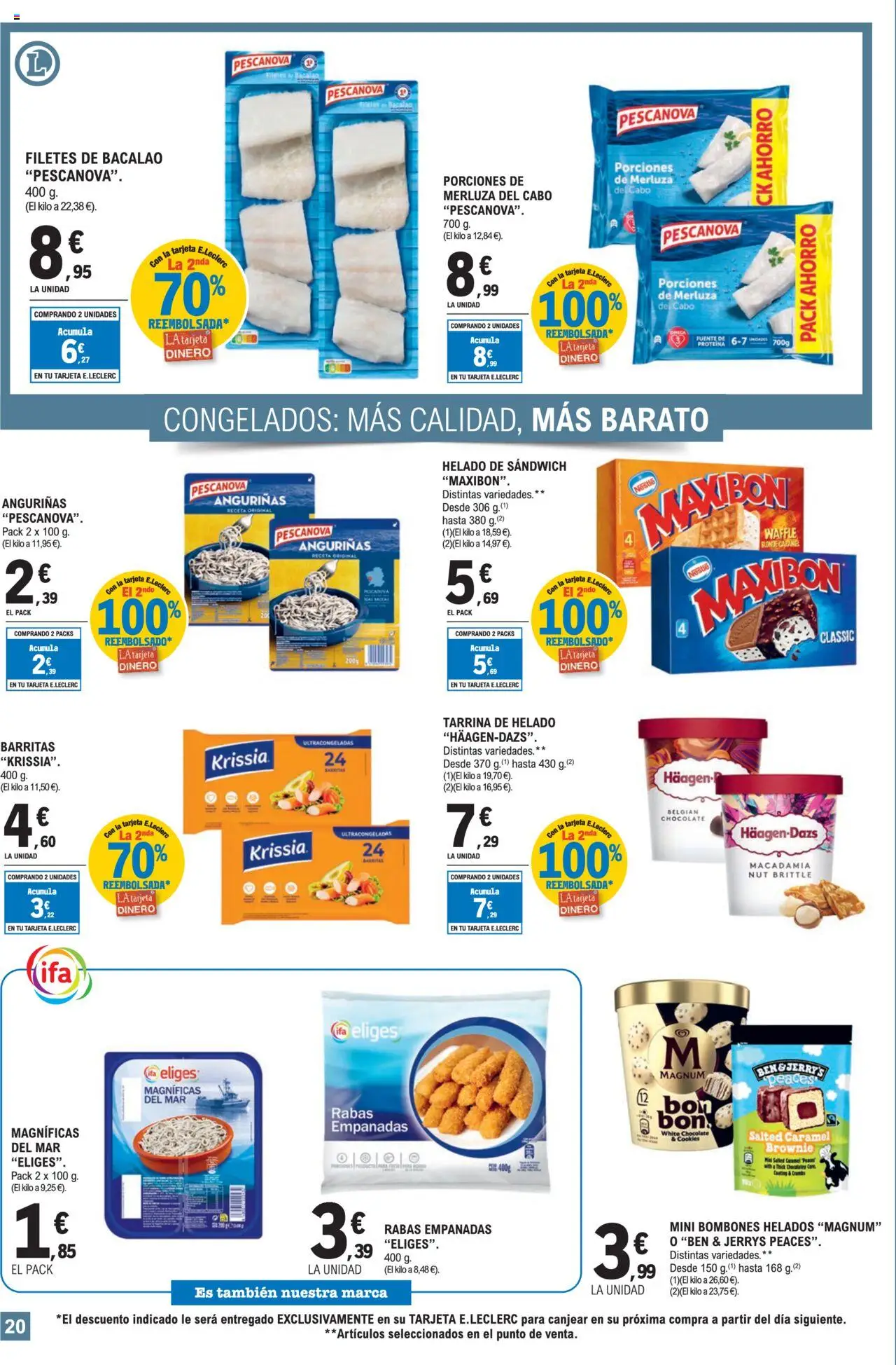 E.Leclerc folleto │ válido desde el 30.07.2025 | Página: 20 | Productos: Chocolate, Helado
