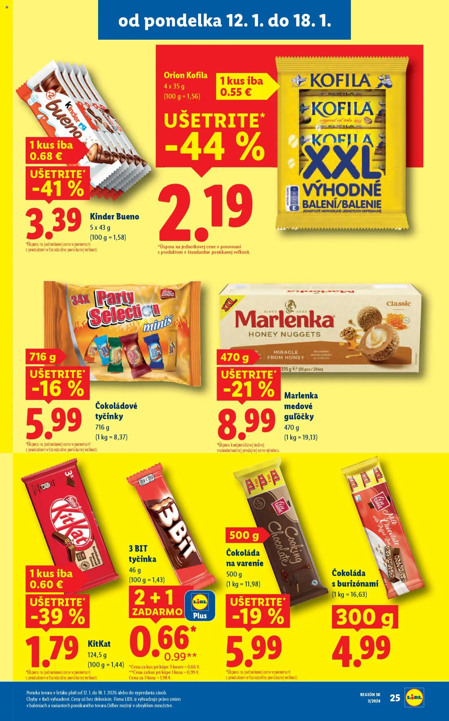 Nové Lidl akcie – leták je platný od 15.01.2026 | Strana: 59 | Produkty: Kinder, Kinder Bueno, Čokoláda, Marlenka