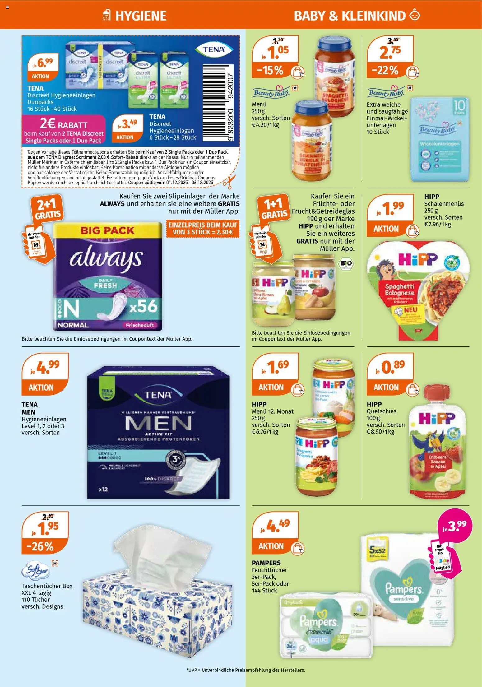 Müller Flugblatt gültig ab 01.12.2025 | Seite: 8 | Produkte: Box, Pampers, Hajdina liszt, Nudeln