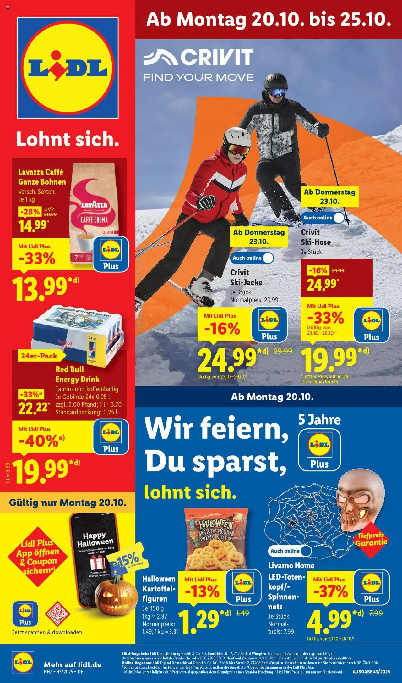 Lidl - Prospekt – gültig ab 20.10.2025 | Seite: 1 | Produkte: Lavazza, Red bull, Energy, Bad