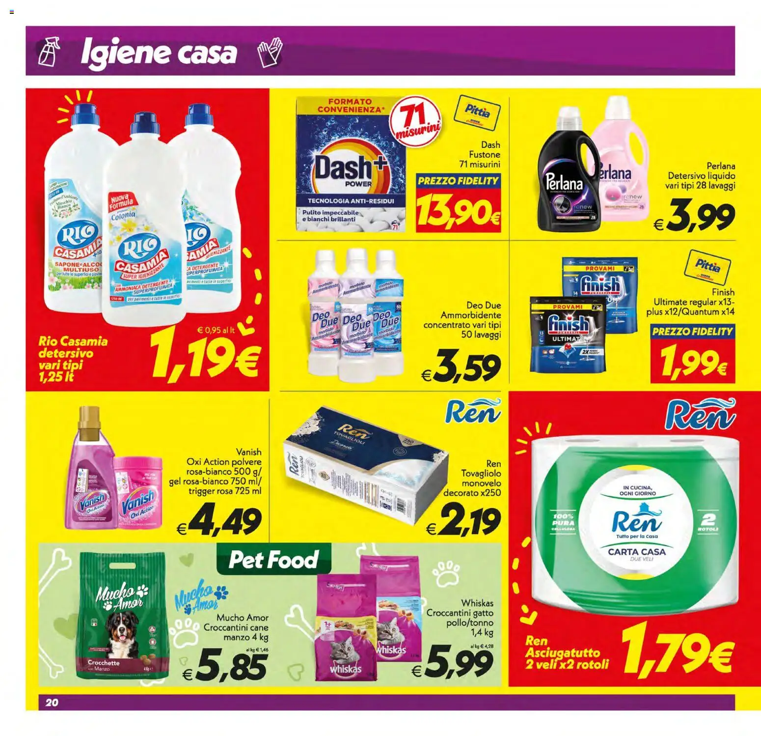 Volantino SuperConveniente del 17.03.2026 | Pagina: 20 | Prodotti: Ammorbidente, Detergente, Manzo, Asciugatutto