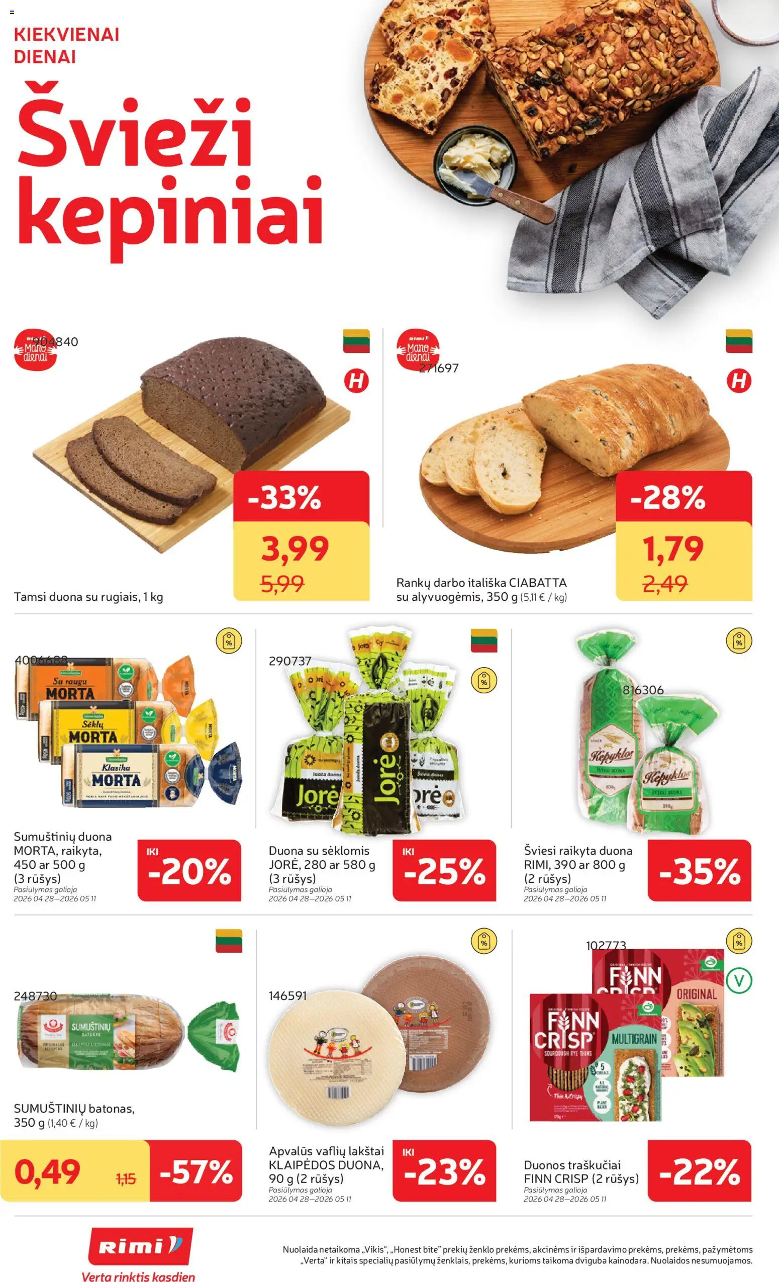 Rimi akcijos nuo 28.04.2026 | Puslapis: 14 | Prekių: Batonas, Duona, Traškučiai