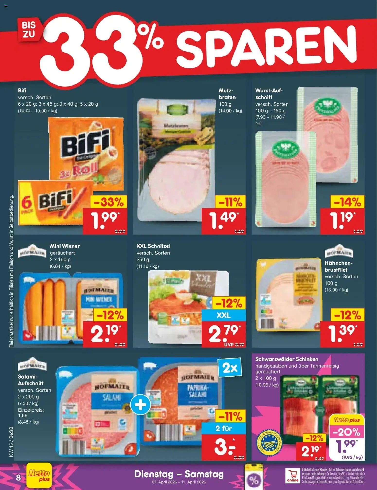Netto Marken-Discount Prospekt Kremmen	 – gültig ab 05.04.2026 | Seite: 10 | Produkte: Hahnchen, Schnitzel, Schinken, Fleisch
