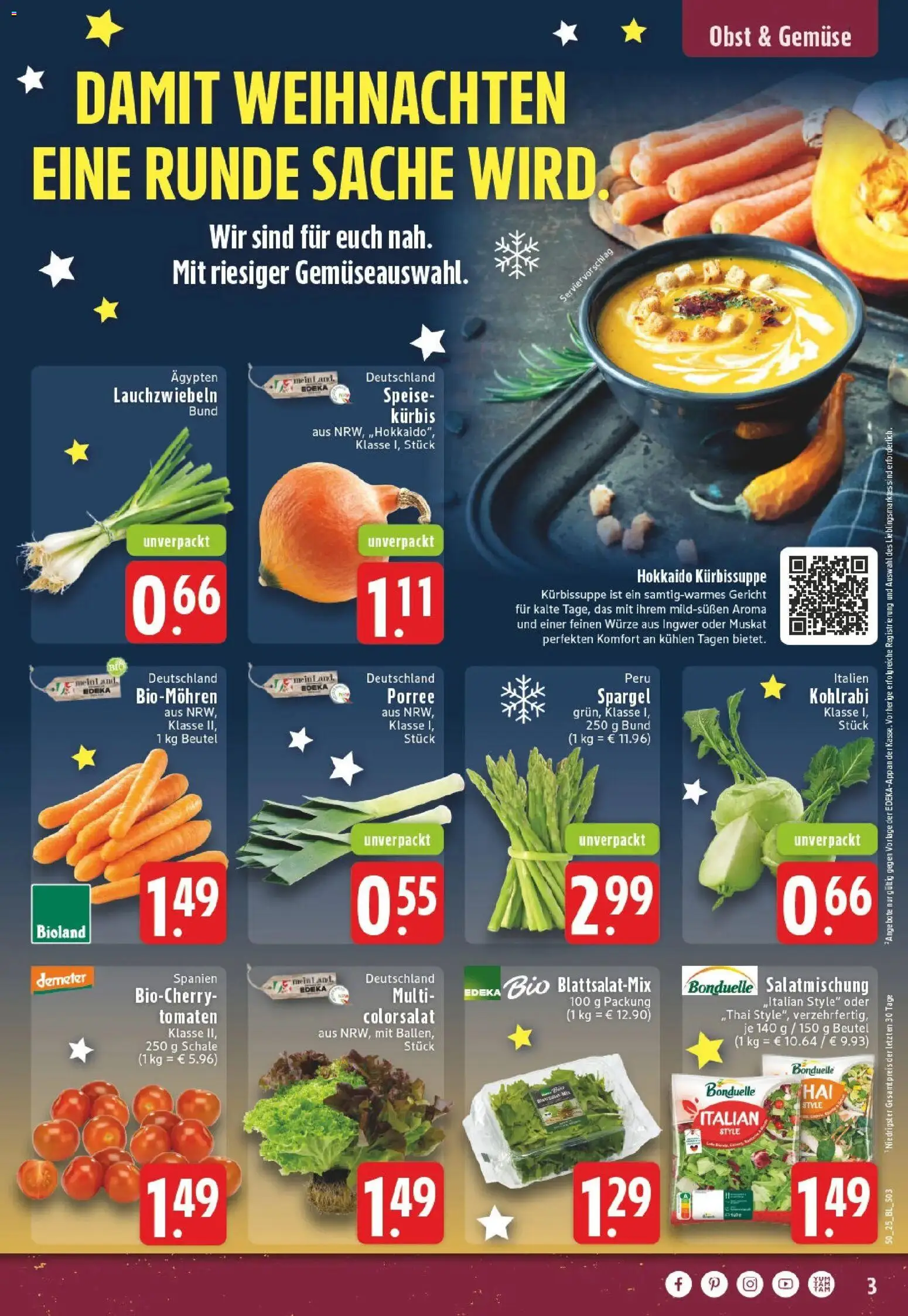 Edeka prospekt Langenfeld - Richrath	 – gültig ab 07.12.2025 | Seite: 3 | Produkte: Kohlrabi, Tomaten, Gemüse, Kürbis