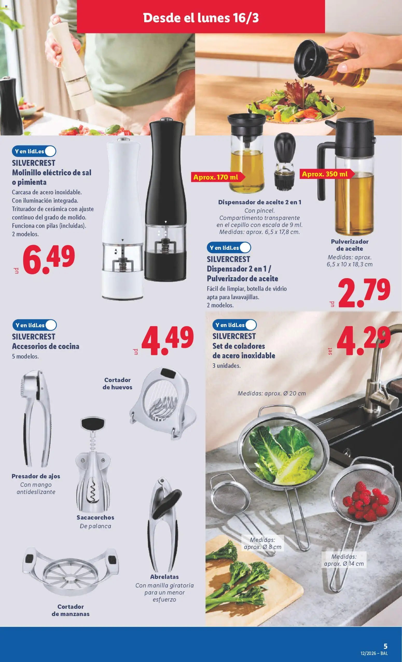 Lidl folleto de bazar │ válido desde el 16.03.2026 | Página: 9 | Productos: Cepillo, Manzanas, Cocina, Galette de chaise