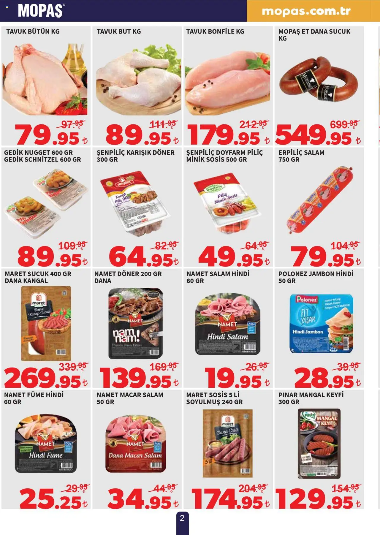 Mopaş Katalog - 04.09.2025 tarihinden itibaren geçerlidir | Sayfa: 2 | Ürünler: Salam, Sosis, Piliç, Hindi füme