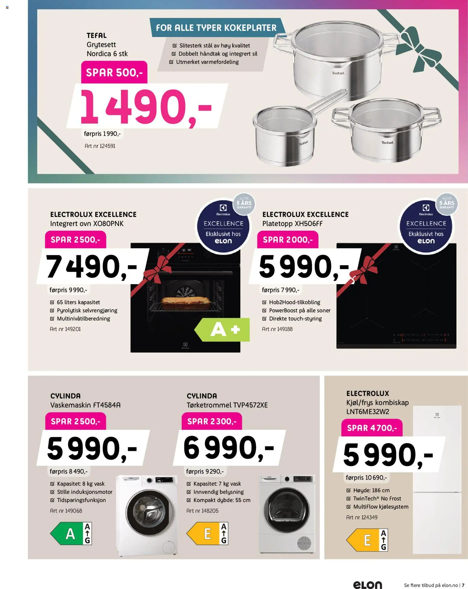 {H1} | Side: 7 | Produkter: Vask, Vaskemaskin, Ovn, Håndtak