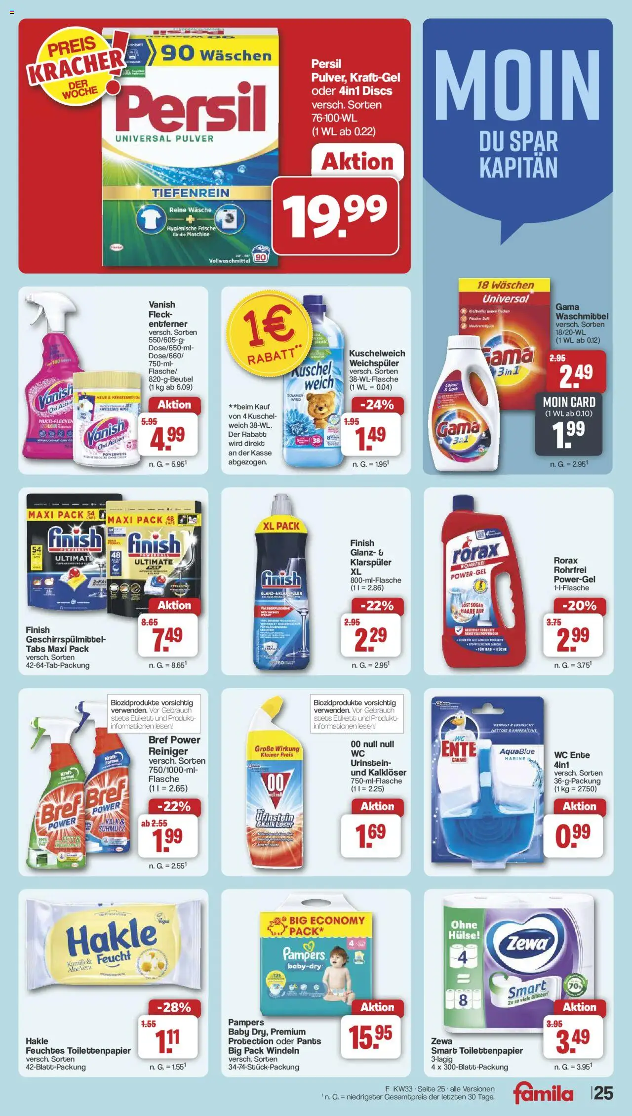 Famila Nordwest Prospekt 	 - gültig ab dem 11.08.2025 | Seite: 29 | Produkte: Pampers, Kuschelweich, Finish, Ente