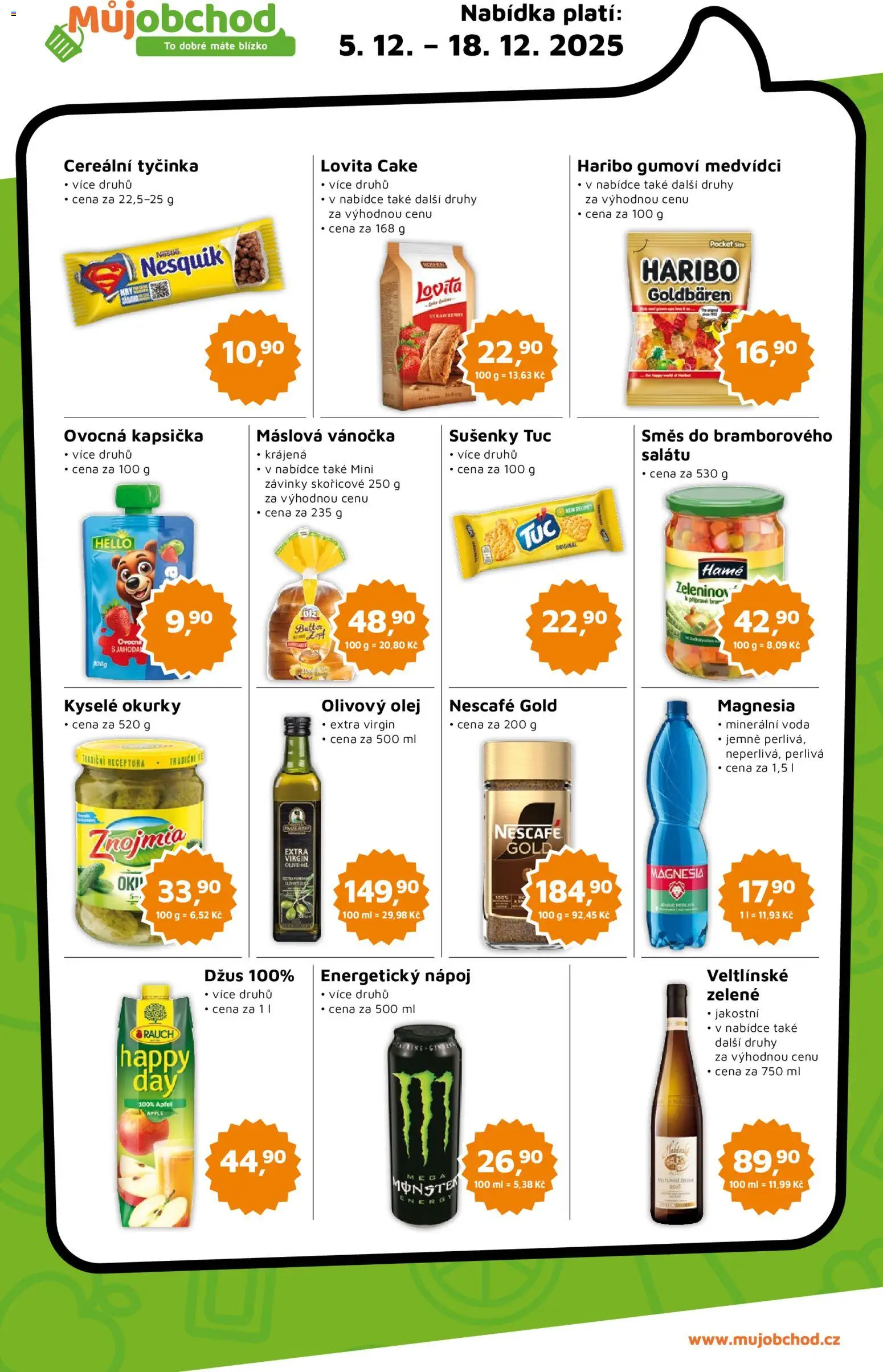 Můj obchod leták od 05.12.2025 | Strana: 3 | Produkty: Nescafé Gold, Okurky, Ovocná kapsička, Vánočka