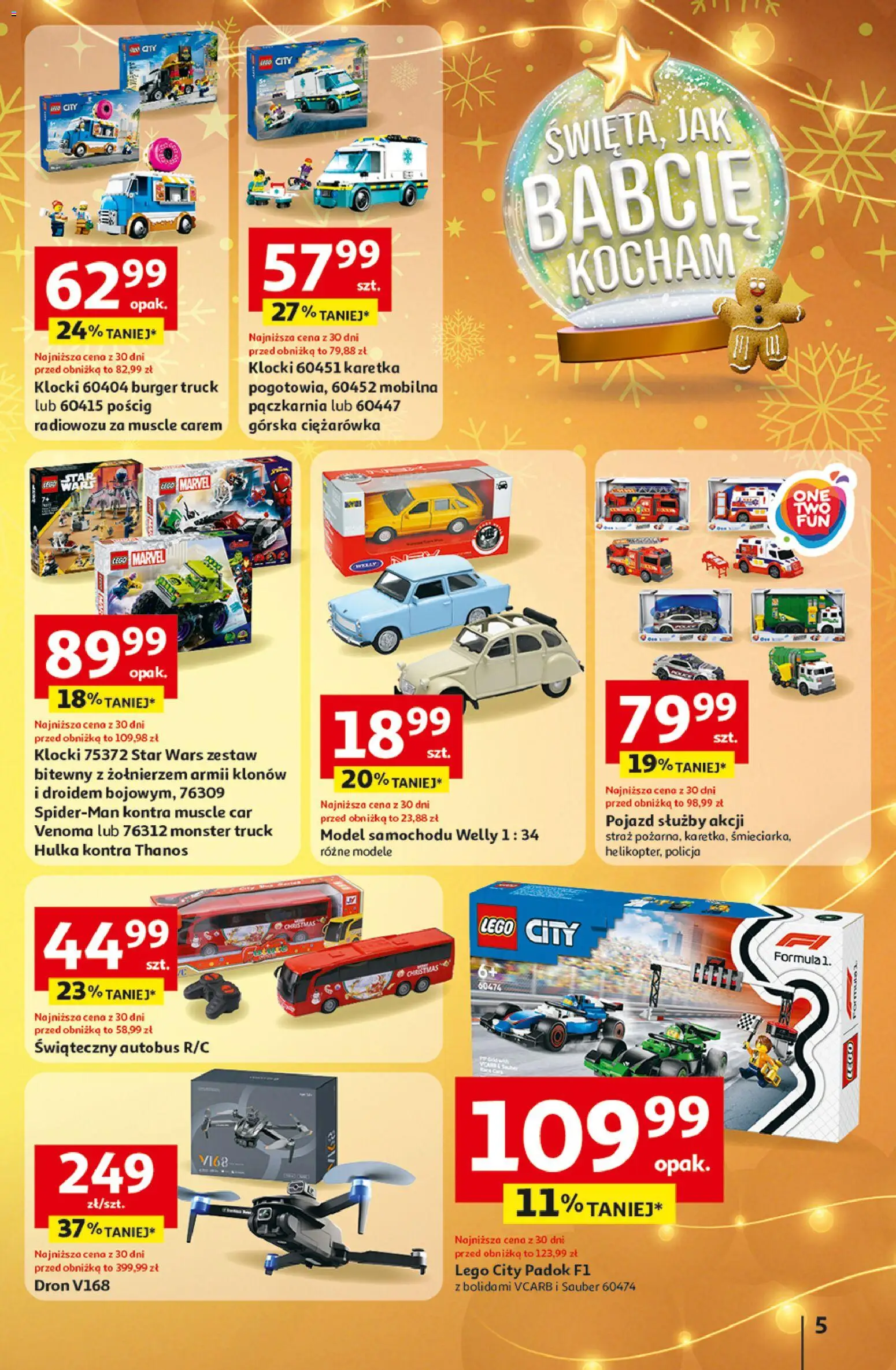 Auchan Gazetka - Święta jak babcię kocham Hipermarket od 11.12.2025 | Strona: 5 | Produkty: Lego, Dron