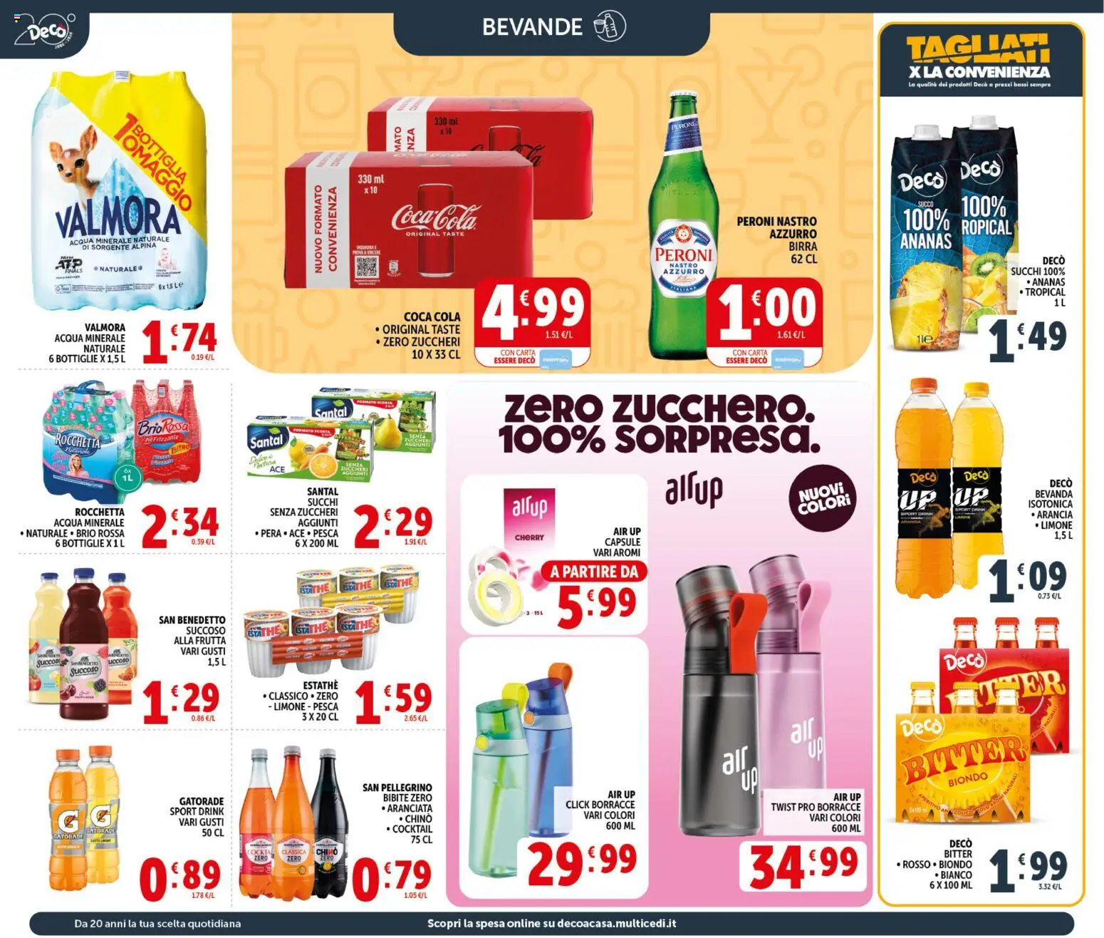 Volantino Decò del 21.04.2026 | Pagina: 14 | Prodotti: Birra, Ananas, Acqua minerale, Coca Cola