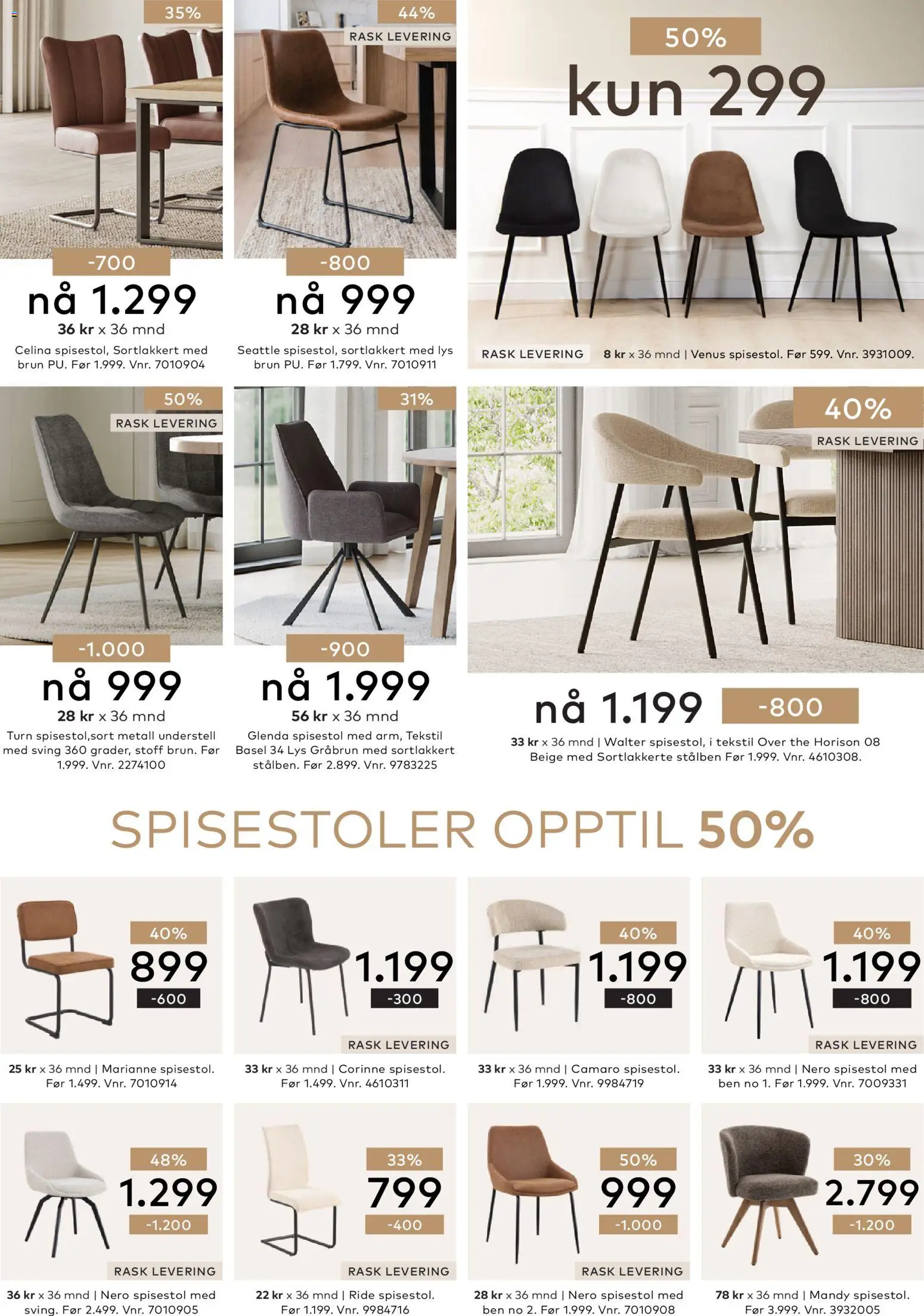 {H1} | Side: 23 | Produkter: Spisestol, Lys